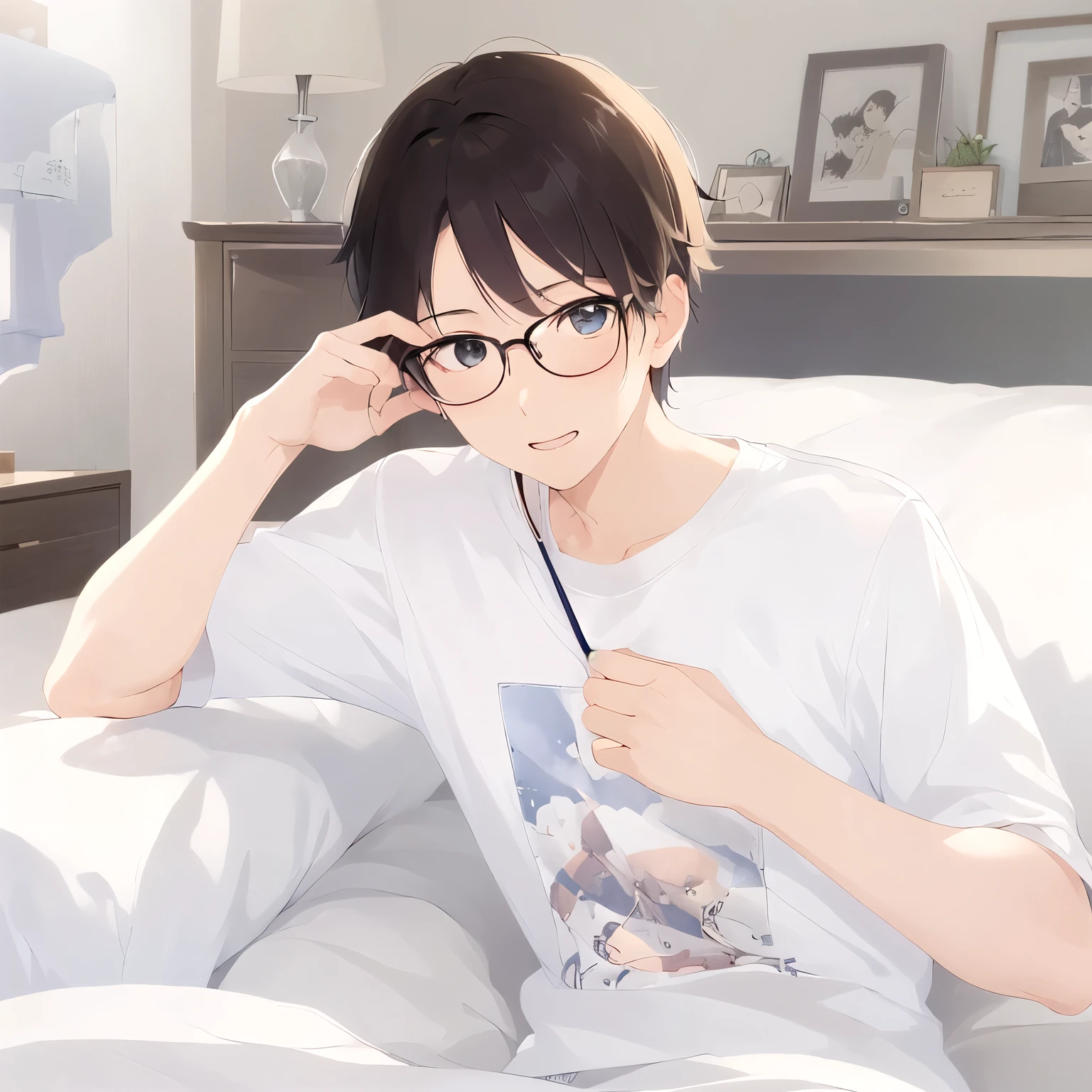 白いTシャツを着ている、white T shirt
