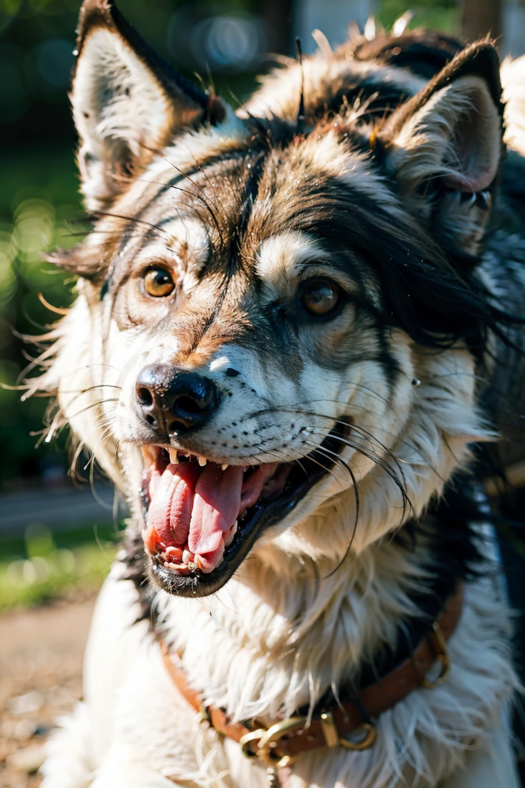 hairy，Wolf，stick out tongue