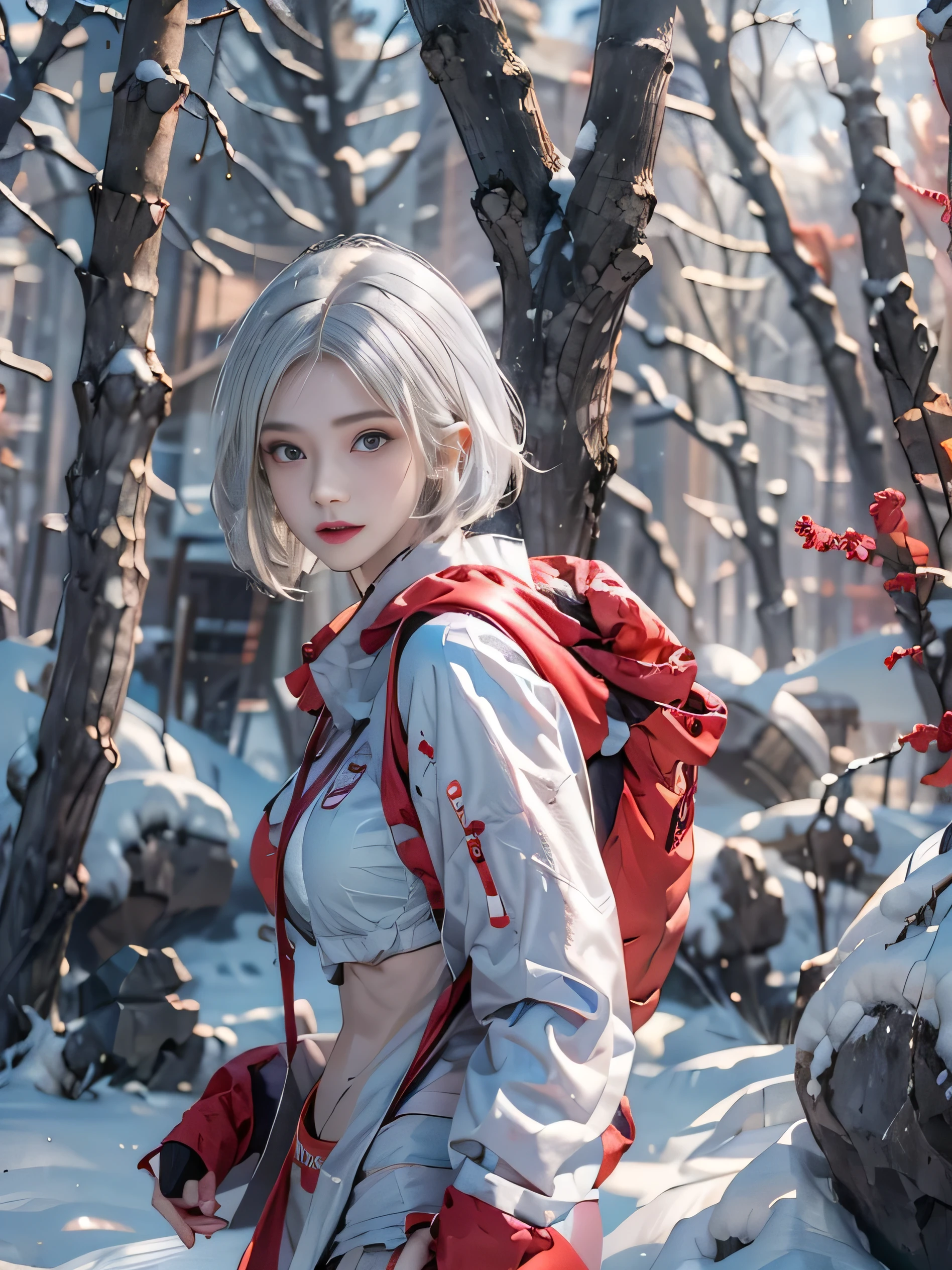 (photorealistic:1.5, highest quality,masterpiece,High resolution,muste piece),snow mountainに立つ1人の23歳の女性,(Red string bikini swimsuit:1.5,sunglasses:1.5,Down jacket:1.3,Choka), beautiful skin, (looking at the camera:1.2),(Photo seen from the front bottom:1.3),(Short Hair:1.2,bright platinum hair:1.5), expression( Gleeful:1.3,blushing:1.3),Pause( standing, Seductive pose:1.5),background(snow mountain:1.5,Forest),(slender, abs:1.2), (Underwear visible through clothing),(Butt visible through clothes),(detailed perfect face),normal hands:1.5,normal finger:1:5,normal feet:1.5,(cameltoe)