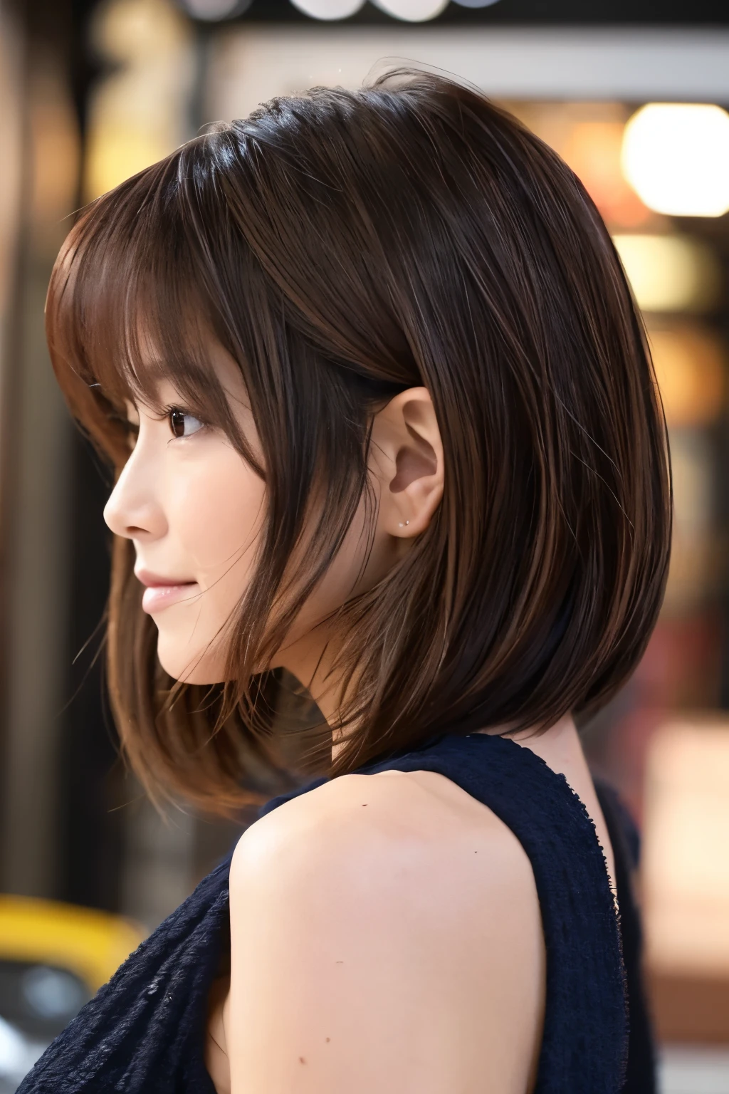 Create a hairstyle photo。
Please observe the following conditions when creating。

Condition Japanese 40 years old～A 50-year-old woman with dark reddish brown hair, photographed from the front or diagonally from the side.