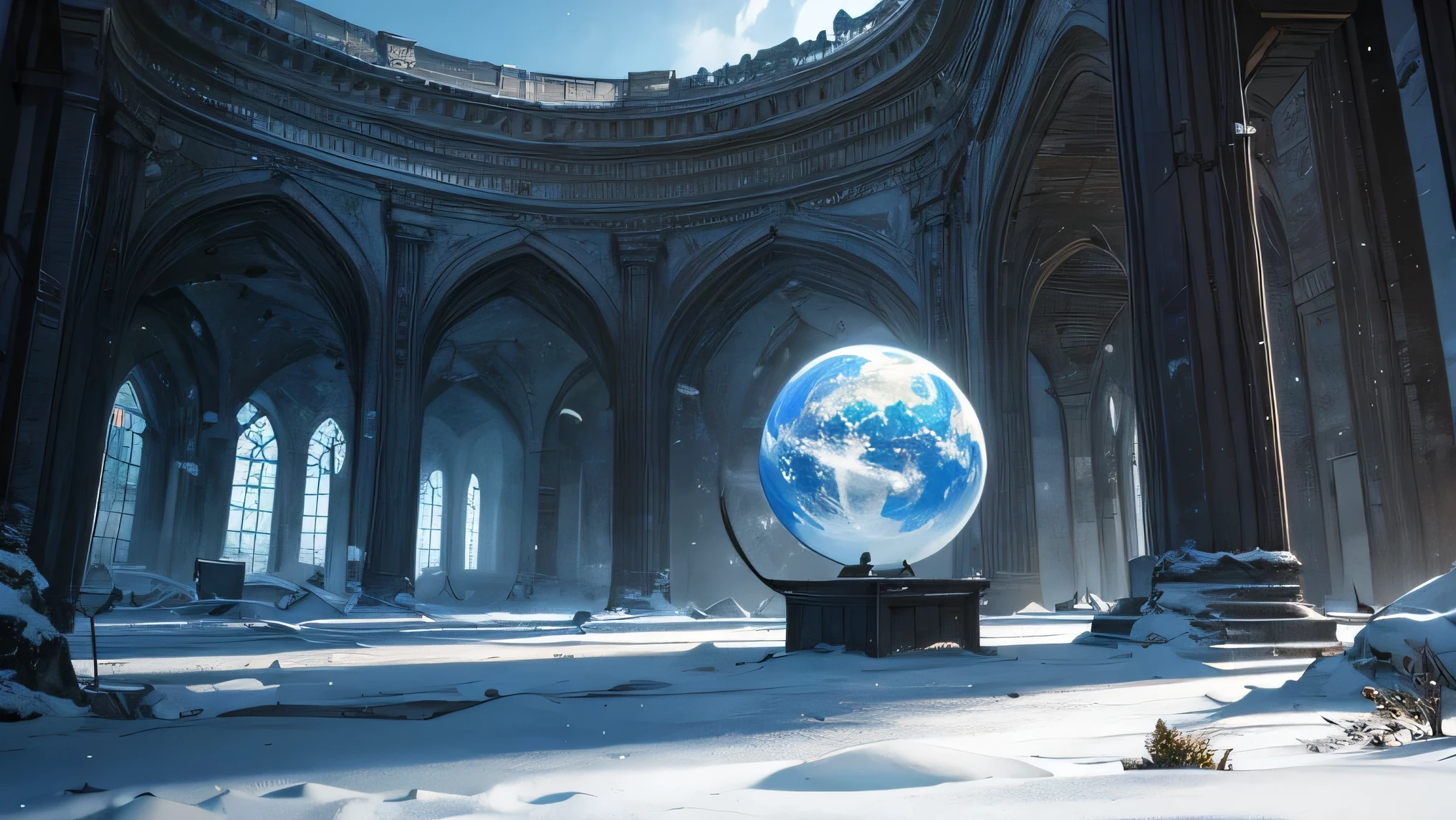 (melhor qualidade,4k,8k,high resolution,obra de arte:1.2),ultra-detalhado,(realista,photorealista,photo-realista:1.37),planeta,orbitando pelo cosmos,Vazio,desolado,Silencioso,lembrando a perda da humanidade,eternal vision,desabitado,dystopian,ghostly atmosphere,long-abandoned structures,Crumbling buildings,covered with vegetation,vazio assombroso,um mundo decadente,vazio de vida,lonely and desolado,once bustling with civilization,now a relic of the past,lost in time and space,esquecido pela humanidade,invisible to human eyes for generations,ainda girando,with no one to witness.