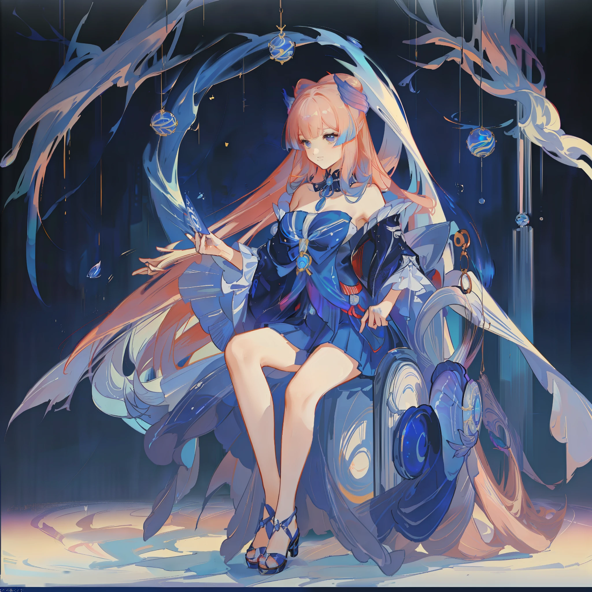 A close-up of a card，There&#39;s a woman in a skirt on it, anime art nouveau cosmic display, greek goddess aphrodite, tarot cards对称图, jellyfish priestess, anime art nouveau, [ tarot cards ]!!!!!, goddess of space and time, tarot cards design, Korean Art Nouveau Animation, High priestess, /!\ witch
