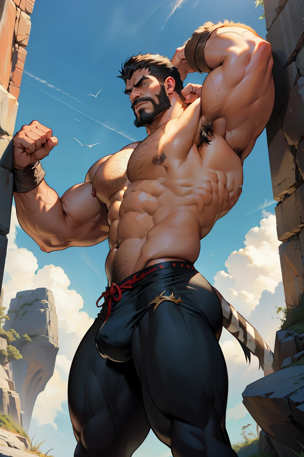 (Masterpiece:1.2), Kraven the Hunter, muscular giant, flexing, massive bulging biceps
(Best Quality, 4k, 8K, high resolution), Kraven the Hunter transformed, muscular giant, showing off, impressive biceps

Kraven the Hunter, once a human opponent, now a colossal figure, flexes his massive biceps, muscles bulging, veins popping, a testament to his newfound strength.
