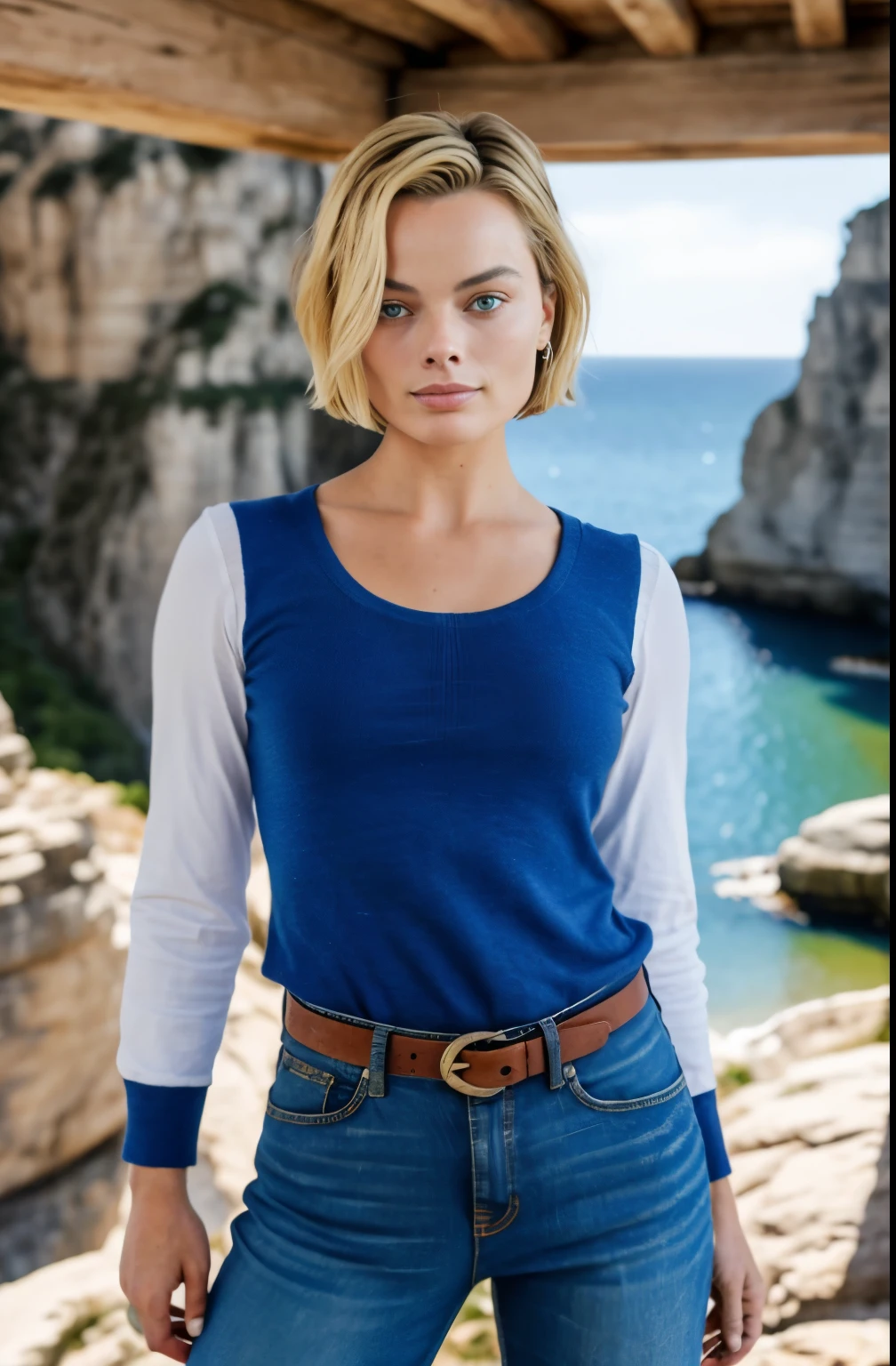 obra maestra, Mejor calidad, ultra detallado, absurdos, Retrato de la hermosa(Margot Robbie)Android18DB, Roca, session, session_En_Roca, volumetric lighting, Mejor calidad, obra maestra, detalles intrincados, tEnemapping, Sharp focus, hiper detallado, trending En ArtstatiEn,