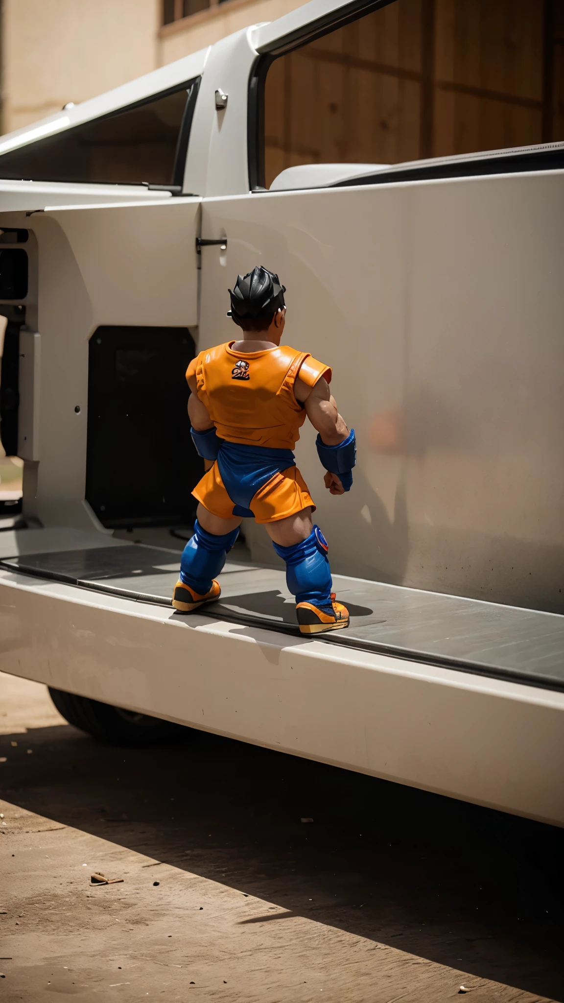Mainan 3d dragonball sedang mengendarai motor