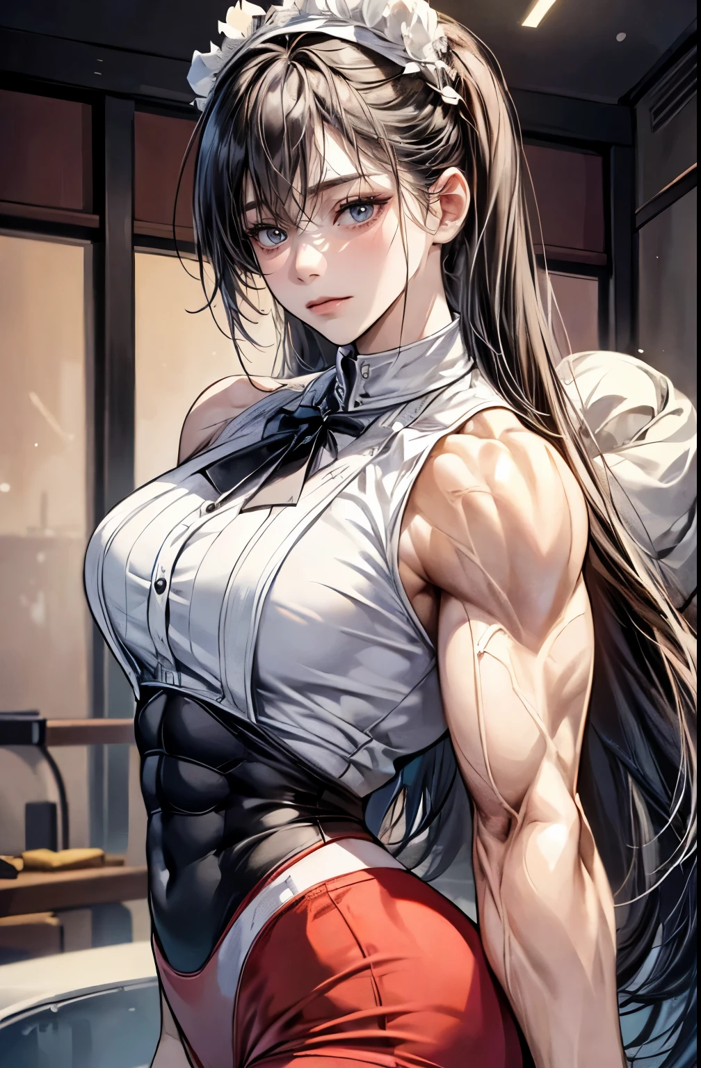 Anime girl with long hair and a bow tie posing for the camera - SeaArt AI