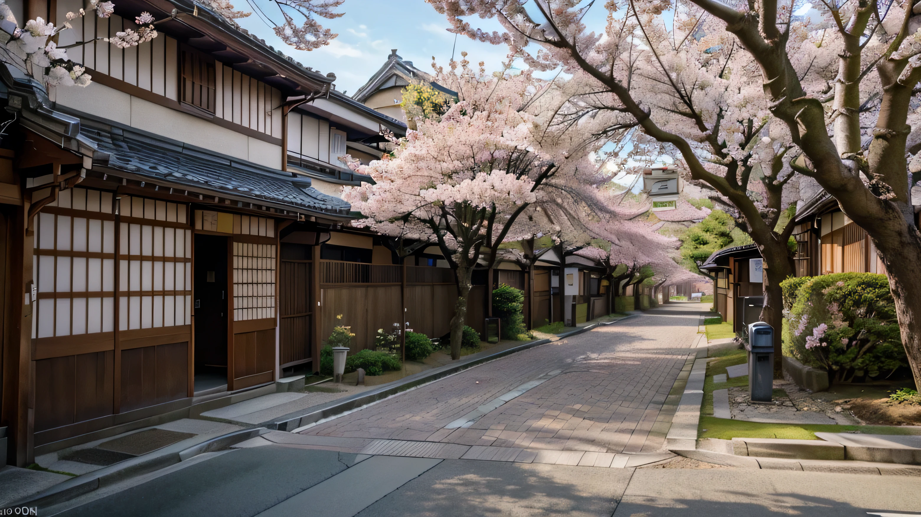 (uma cerejeira florida),(detalhes em foco),(quiet street in Japan),(melhor qualidade,8k,obra de arte:1.2),(realista),cores vivas,sharp focus,ultra-detalhado,fotografia,paisagem,soft lighting