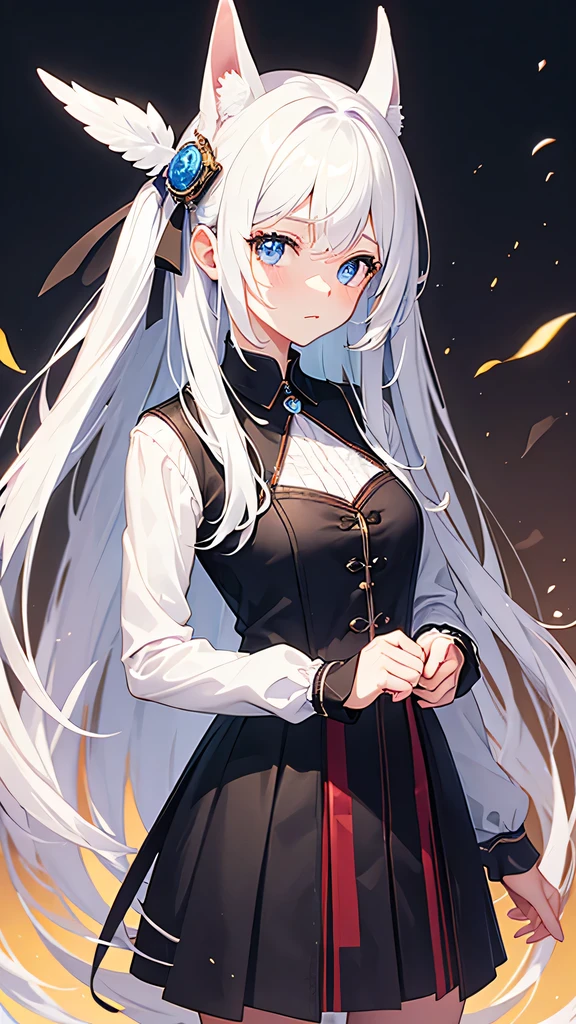 Cute girl with white hair on rich color background