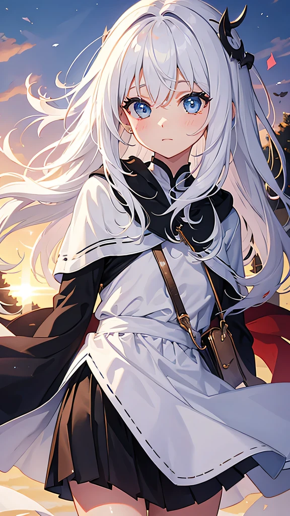 Cute girl with white hair on rich color background