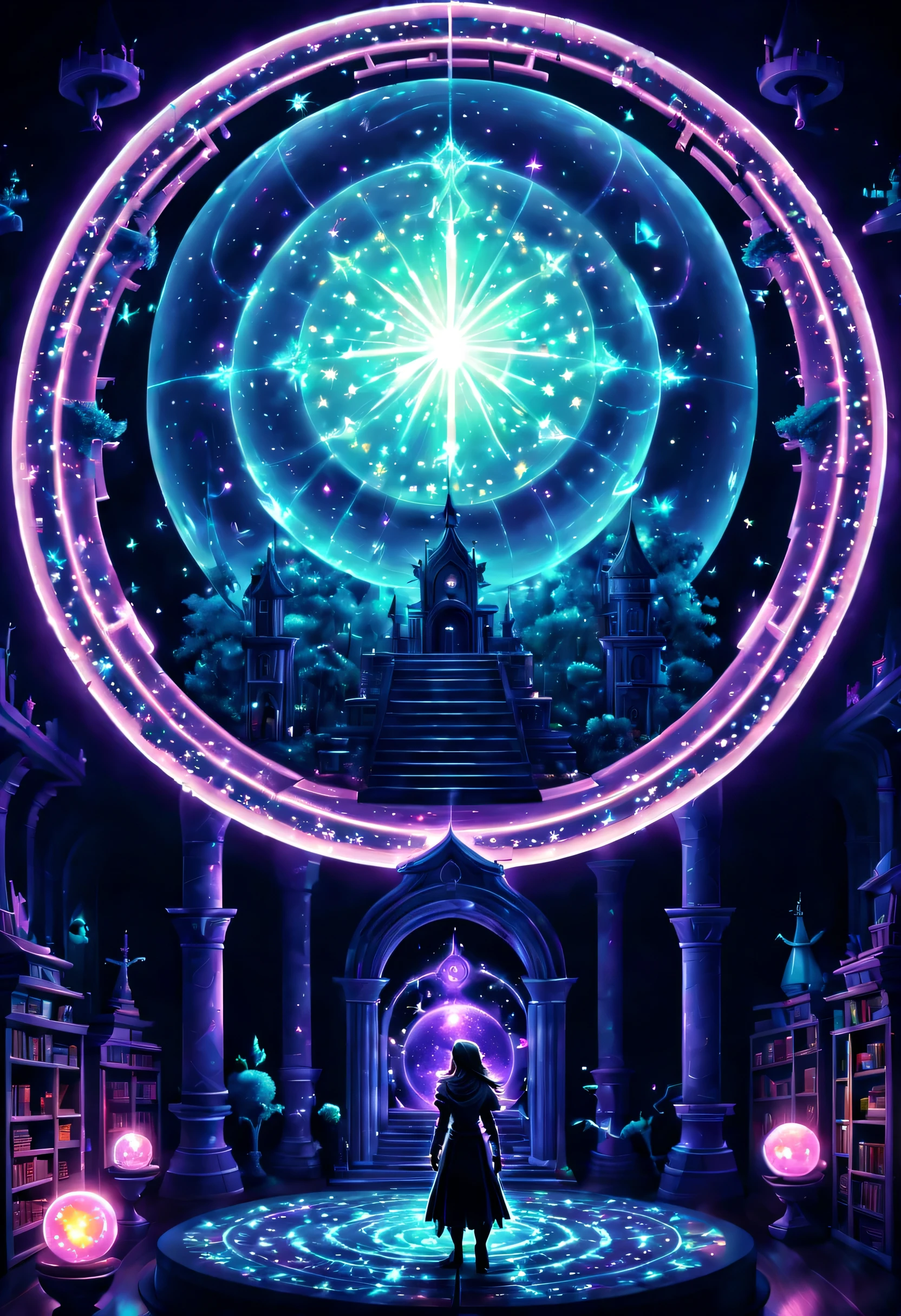 (Pixel art:1.5), (solo:1.3), (((( an epic magical academy inside a mystical sphere with glowing edges))))), (ethereal shiny sparkles:1.2), pixel ar