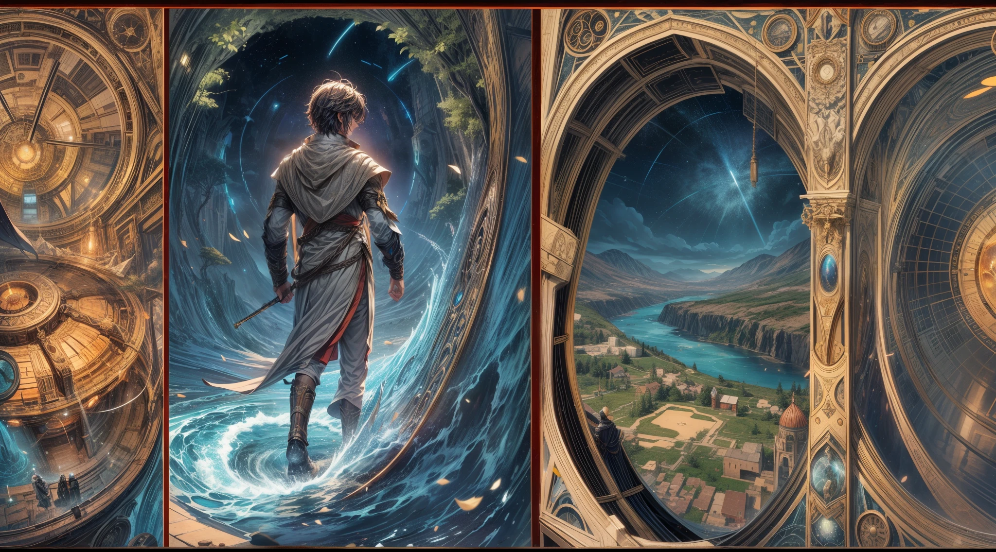 As he traveled back in his past, someone meets him in a Chronos Portal, river, galaxy, prodigal son, unknown path