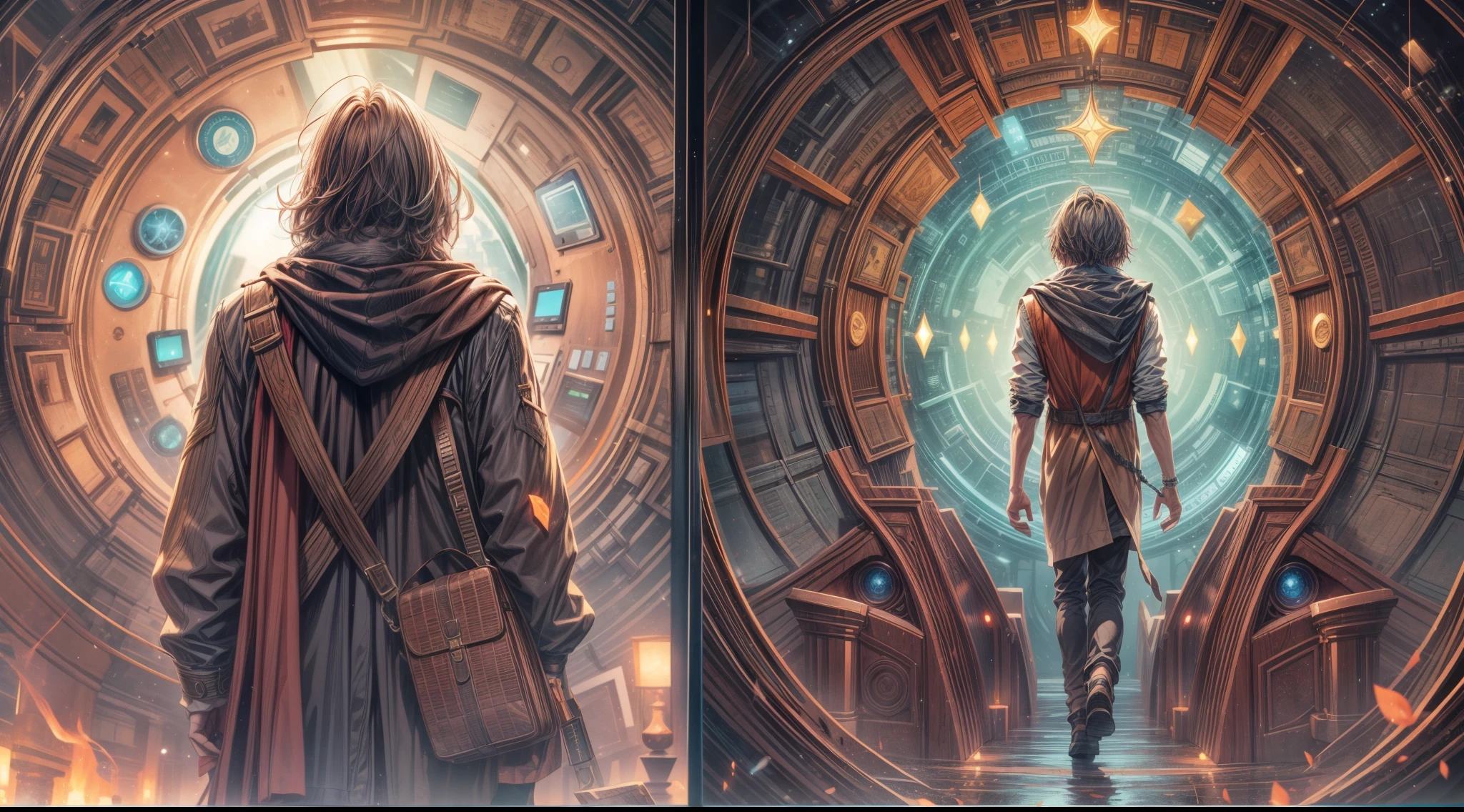 As he traveled back in his past, someone meets him in a Chronos Portal, river, galaxy, prodigal son, unknown path