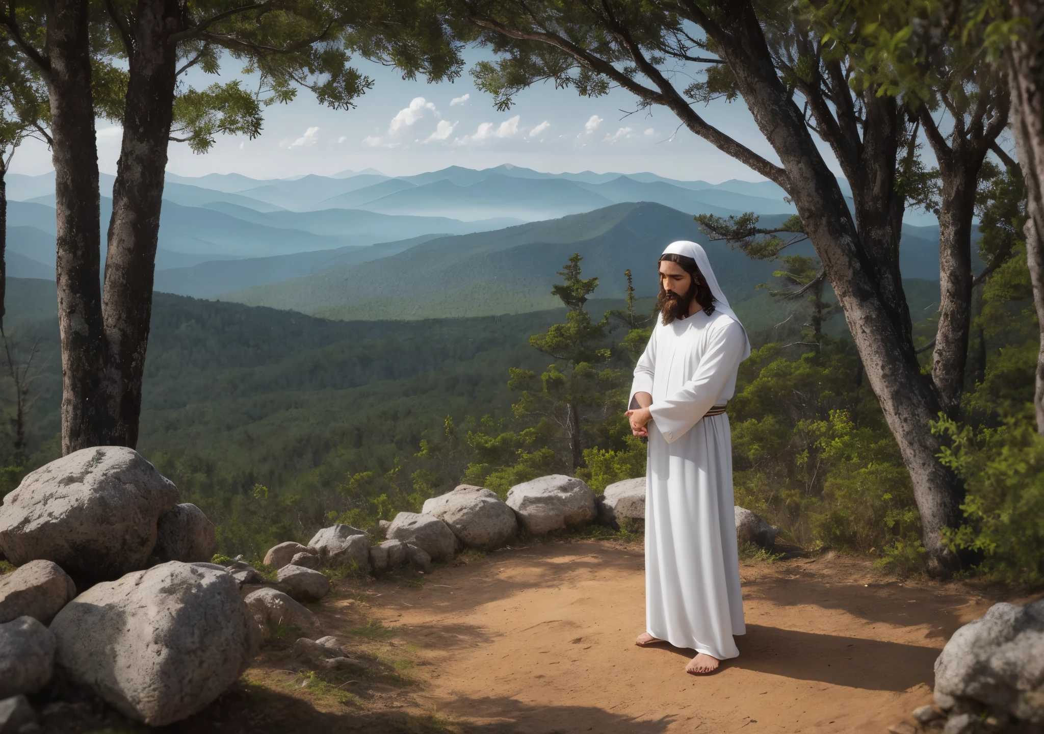 doa, Homem rezando, Homem orando, Rezando, FAITH IN GOD, Jesus Cristo, Cristo Jesus, messias, prayers to God, montanhas, Caminhos, Natureza, Deus, heavens, celestial, Rendering, fotorrealista, Ultra HD | |, 4k, texturas detalhadas, cores detalhadas, Sombras realistas, sombras detalhadas, Cristo, decente, long tunic, Moving prayer, exciting prayer, Praying with emotion, peace of mind, floresta nas montanhas, palmeiras, Homem, macho, Jesus, Iesus, Messias de Israel, Hebraico,