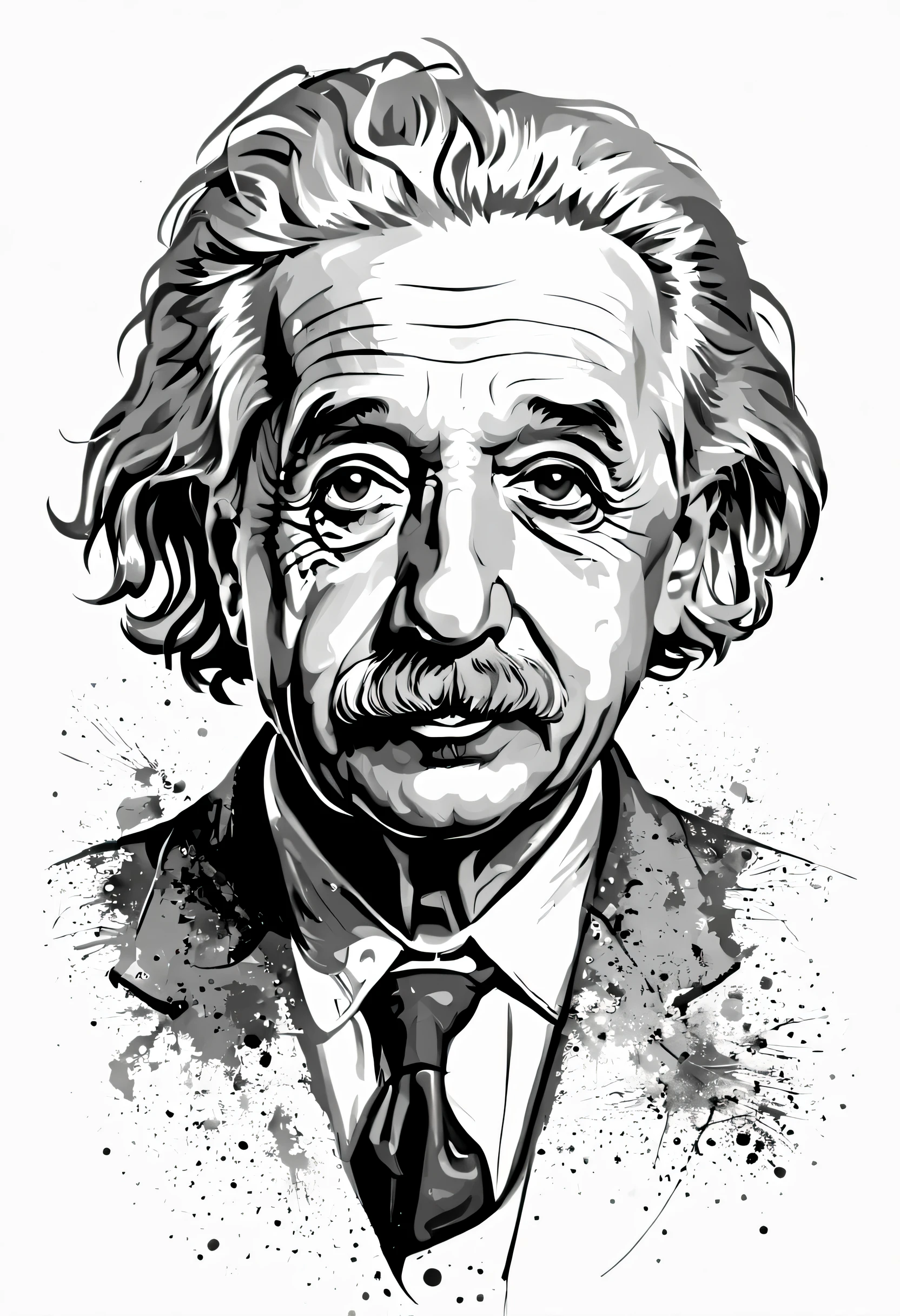 ink style figures, Portrait Art, Thomas Alva Edison illustration, simple background