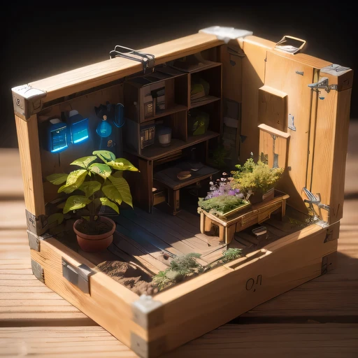 small realistic model, (bifurcation, original photo, best quality, masterpiece:1.4),Steampunk Cyberpunk 1916 Mars Canyon,(Cyberpunk light:1.3),on the table,horizon (related to land),(in a small nature box:1.3),Isometric, small nature, landscape on foundation,landscape,Distant focus（（Mars Canyon Background））