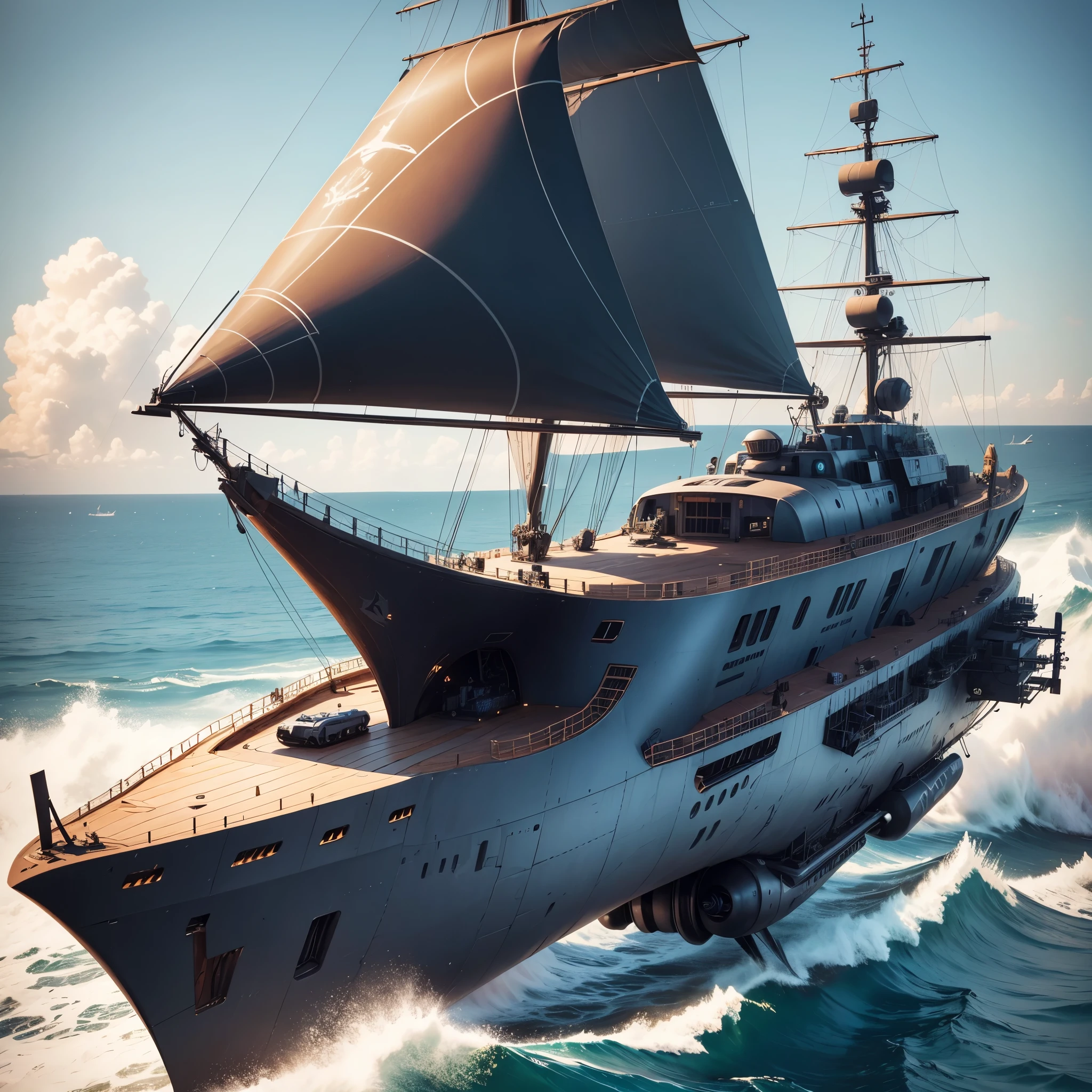 Metal bird-like ship, plastic, blindagem Liza. planos futurista fundo nave de guerra, futurista voando 4k