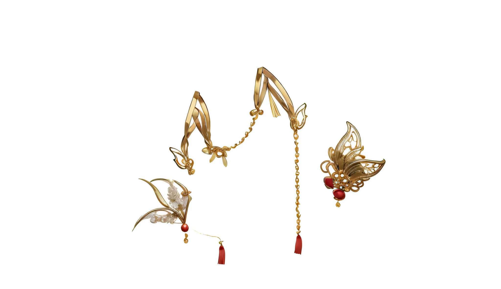 Tiara Gemstone Chinese Style Tassel Golden Exquisite Bead Chain