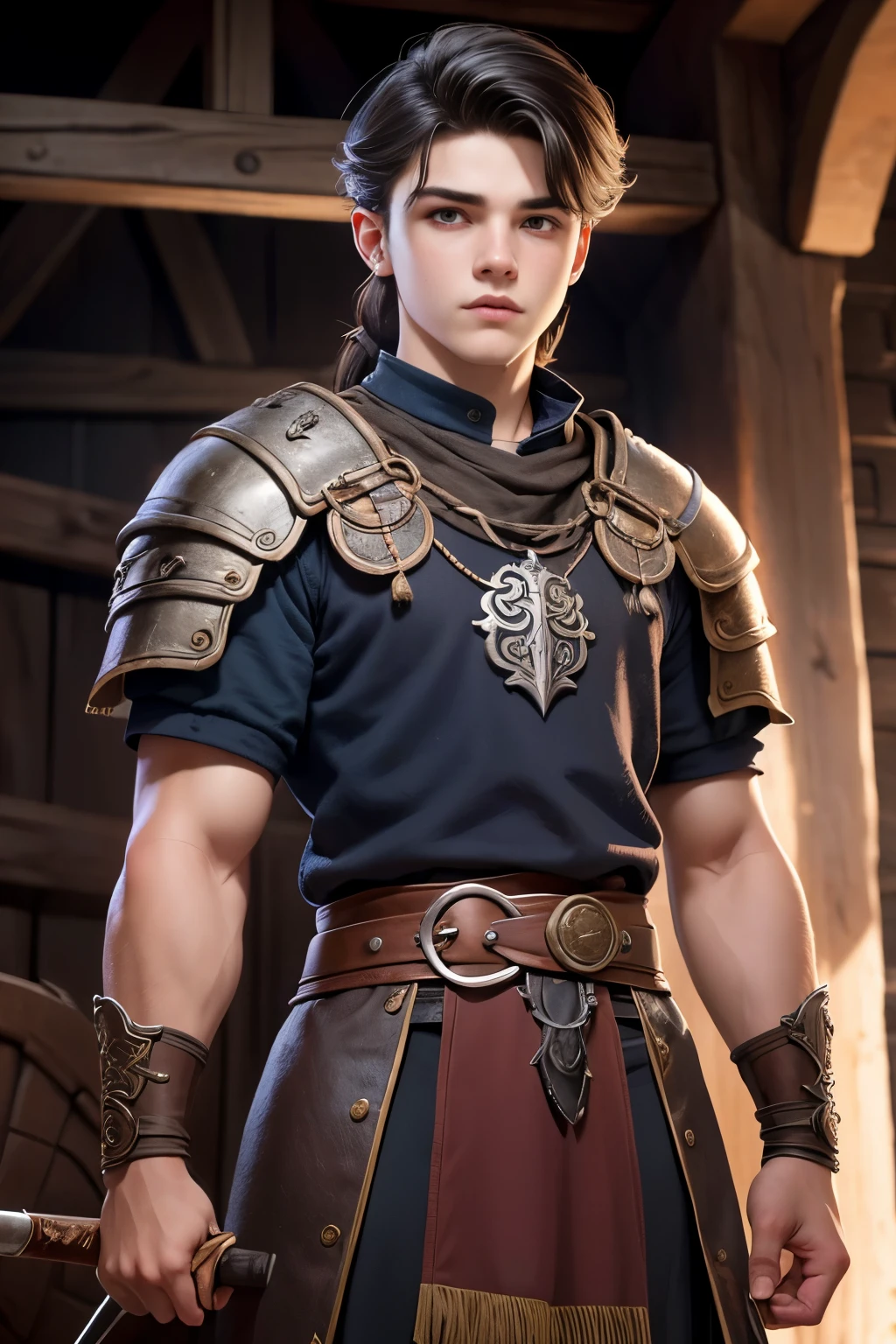 young 18 years old, vikingo, cultura vikingo, con arcos en las manos, adiestramiento, Estilo Juego de Tronos, medieval, Pelo corto con flequillo, machista, male, (((joven))).