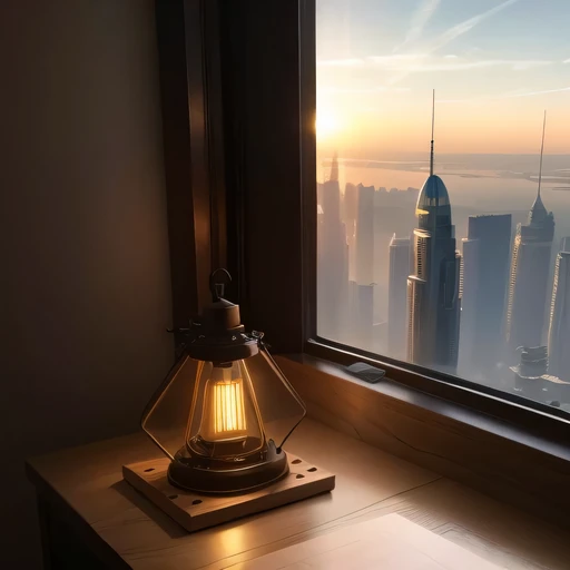 small realistic model, (bifurcation, original photo, best quality, masterpiece:1.4),Steampunk Cyberpunk 2916,(Cyberpunk light:1.3),on the table,horizon (related to land),(in a small nature box:1.3),Isometric, small nature, landscape on foundation,landscape,Distant focus((Lunar soil background))