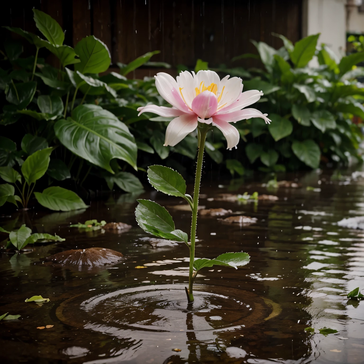 Beautiful flower rainy