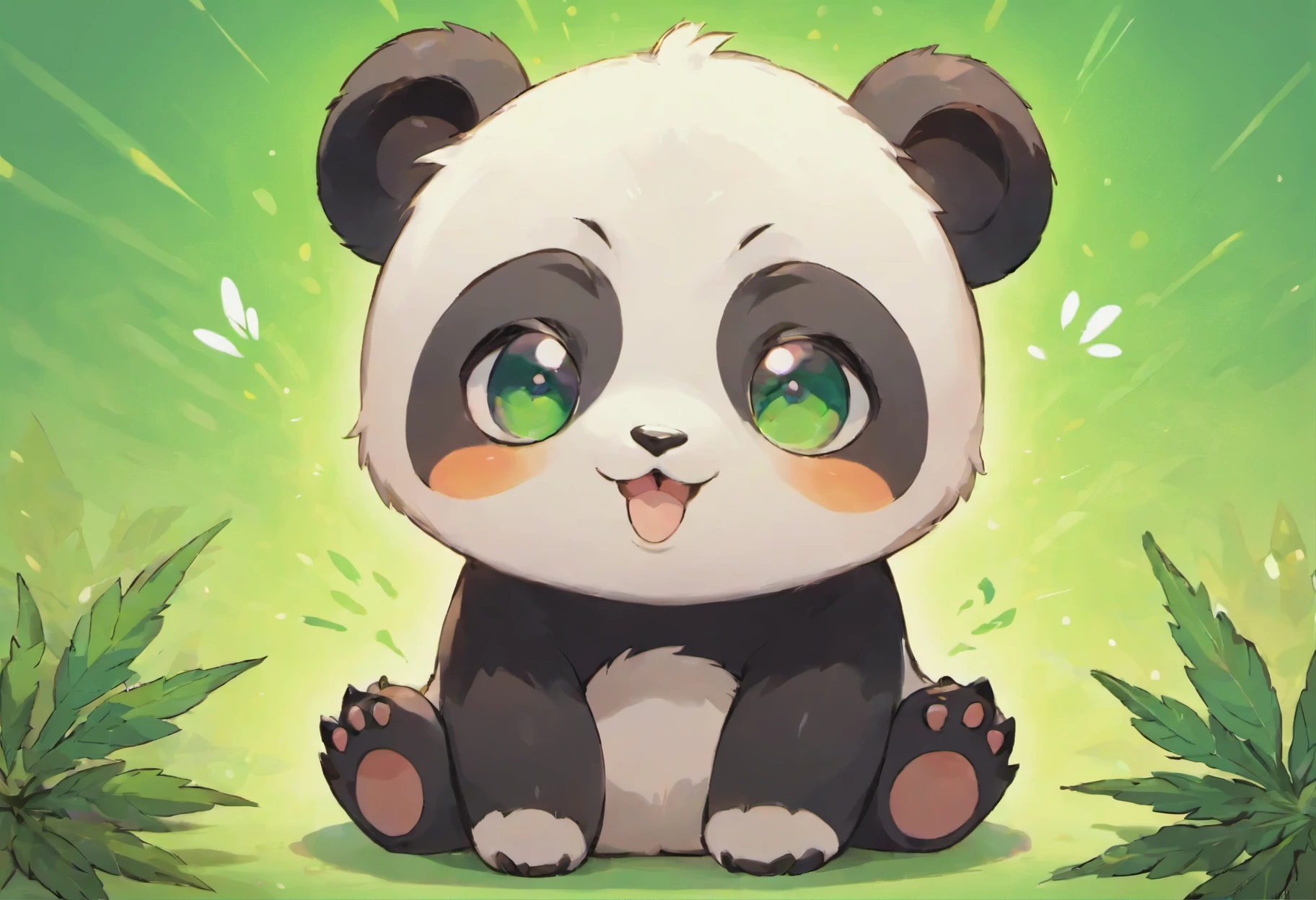 Baby Stoner Panda, Stoned Eyes, Marijuana Panda Cub, 420, Quadruped, Almost Closed Lazy Eyes