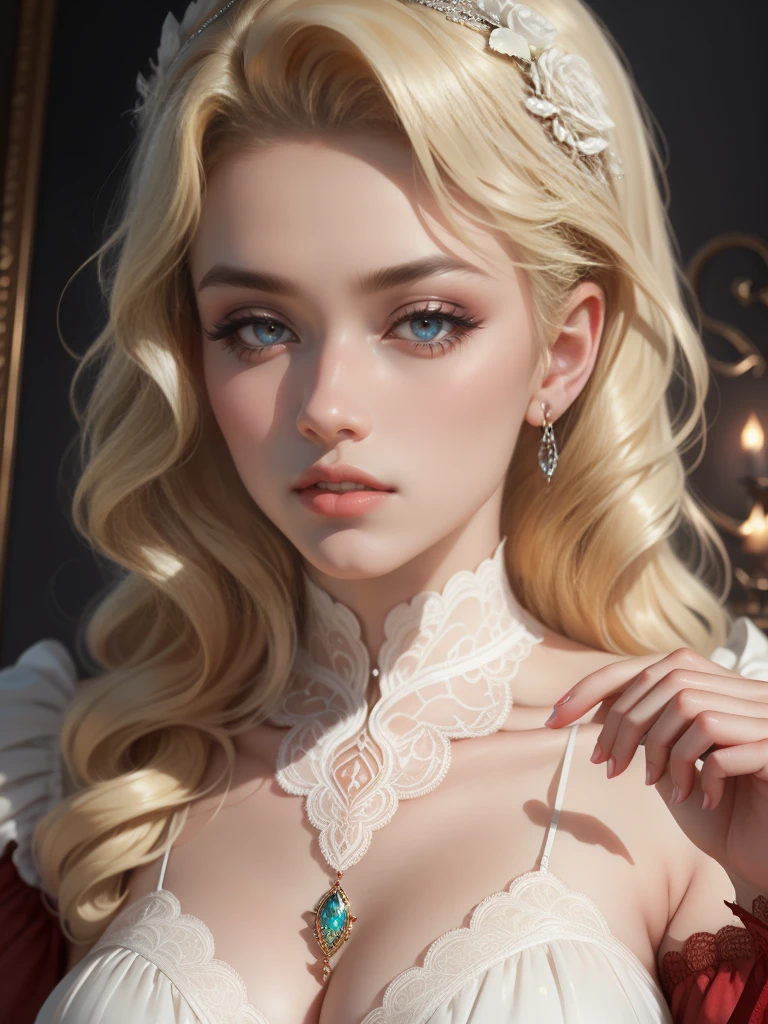 Highly complex, Very detailed, Haunting ethereal portrait in abstract style,Depicts a mysterious figure draped in translucent fabric, Crystals decorate their hair, In a dreamy swirl of soft tones and soft light, Evoking a sense of calm and elusive beauty, high detail, an award winning masterpiece,The details are incredible, Non-representative, Color and shape, expression of emotion, imaginative, Very detailed