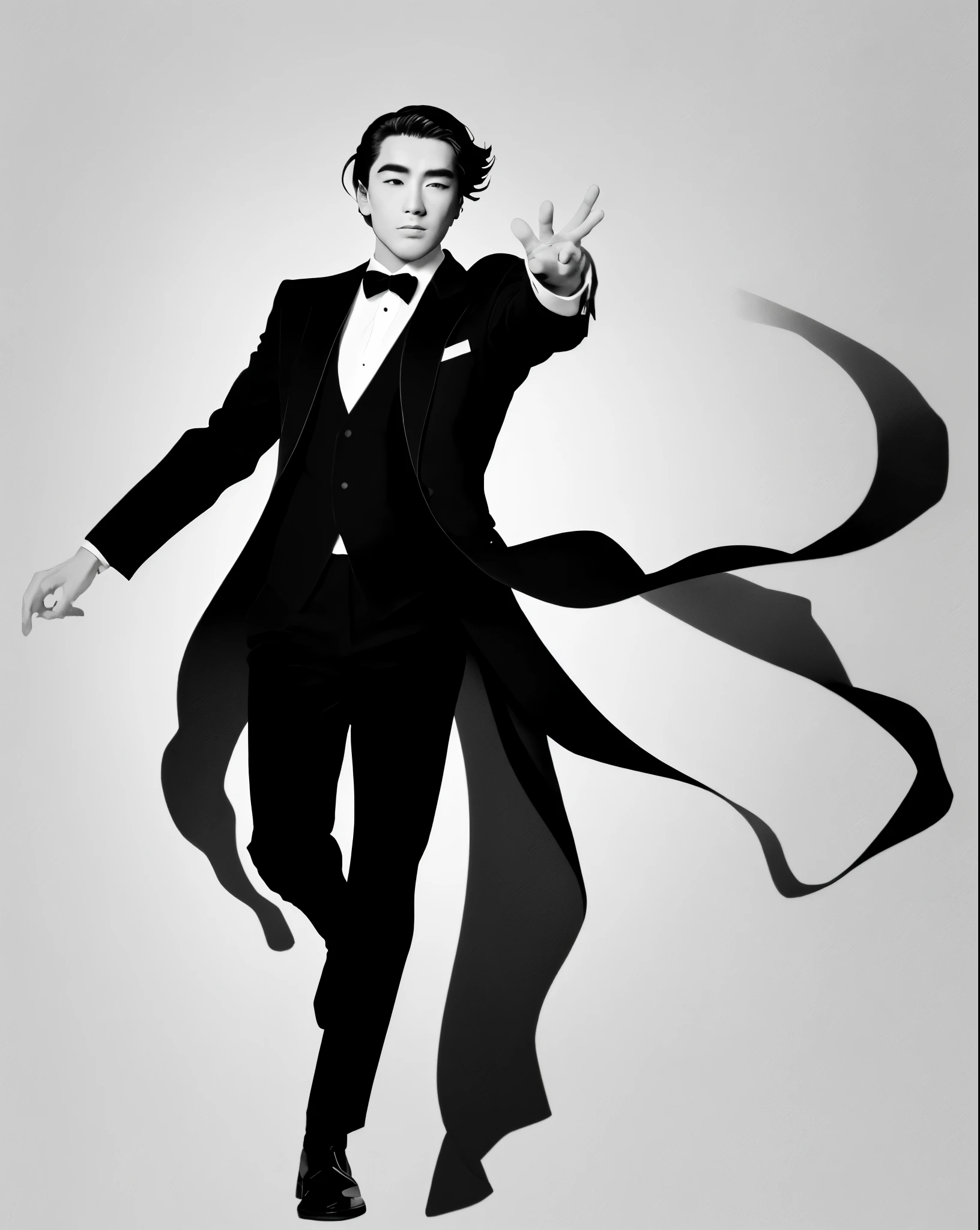 ink style figure of a man, silhouette, 2D, perfect hands