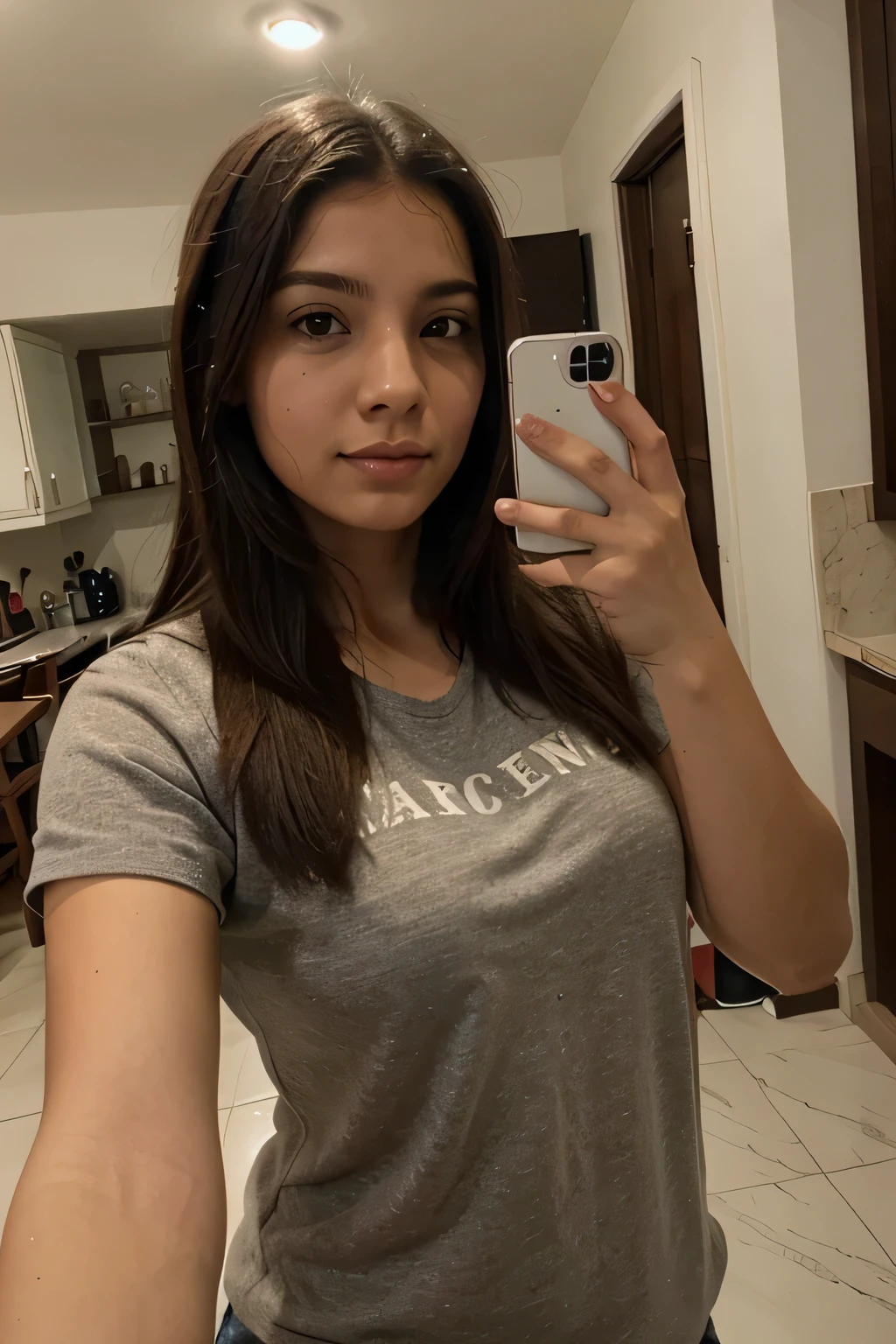 selfie foto del rostro de ella casual en su casa