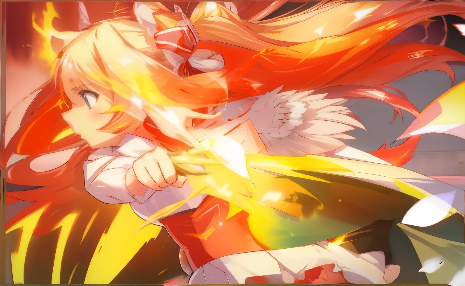 The angel girl fighting in the fire