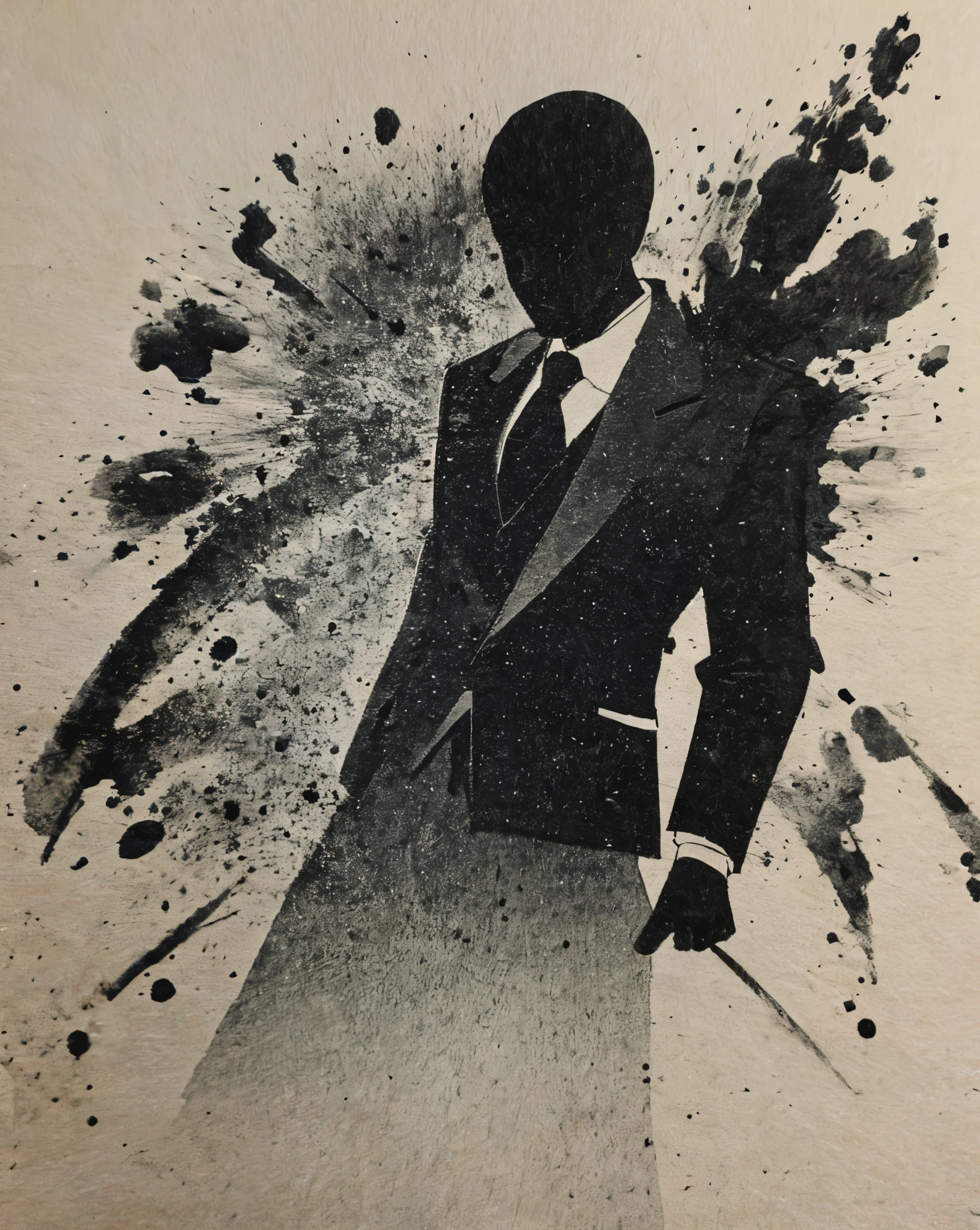 ink style figure of a man, silhouette, 2D, perfect hands