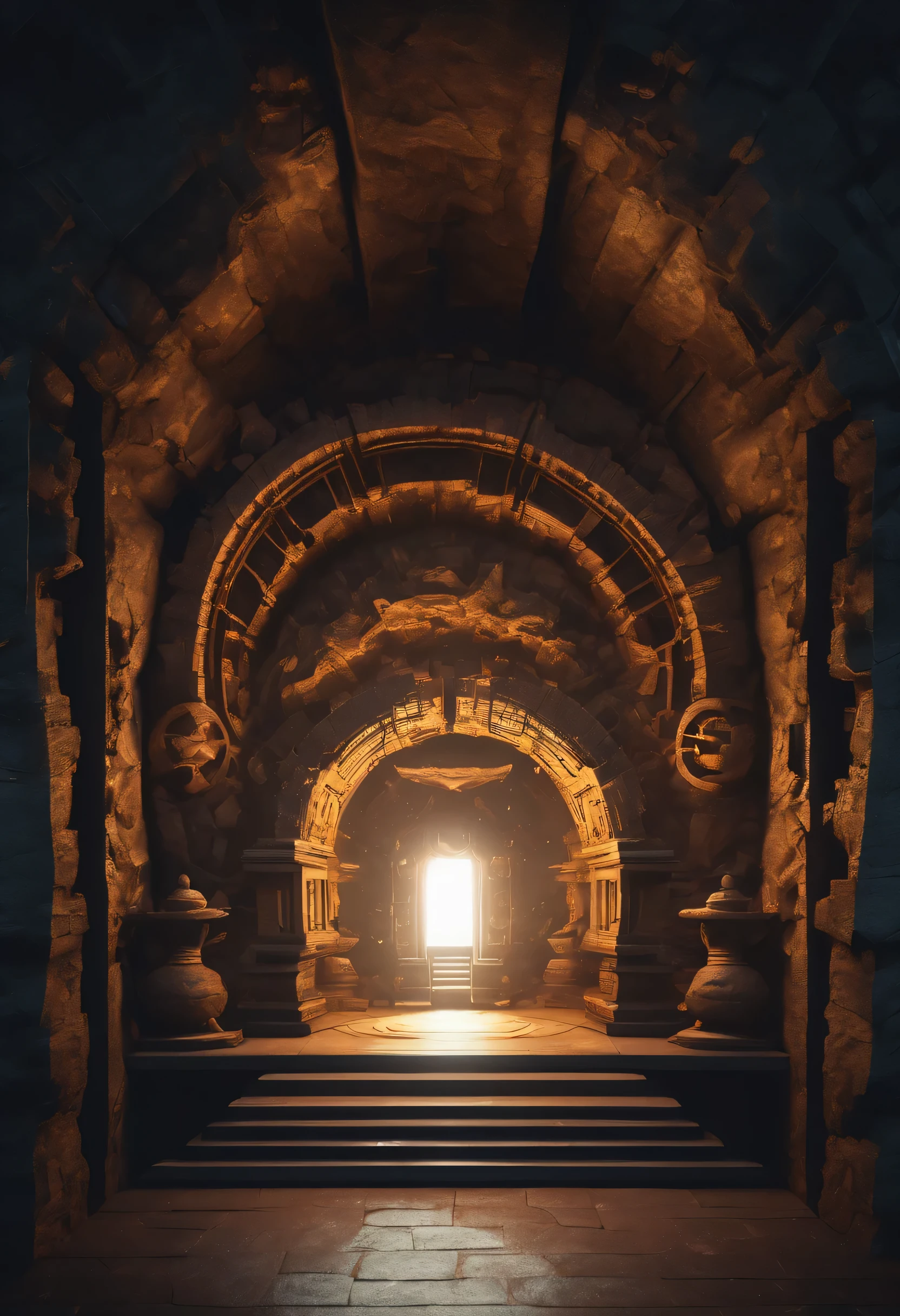 In an ancient and mysterious cave,Glowing Gate of Time and Space。Mennei Future Technology
