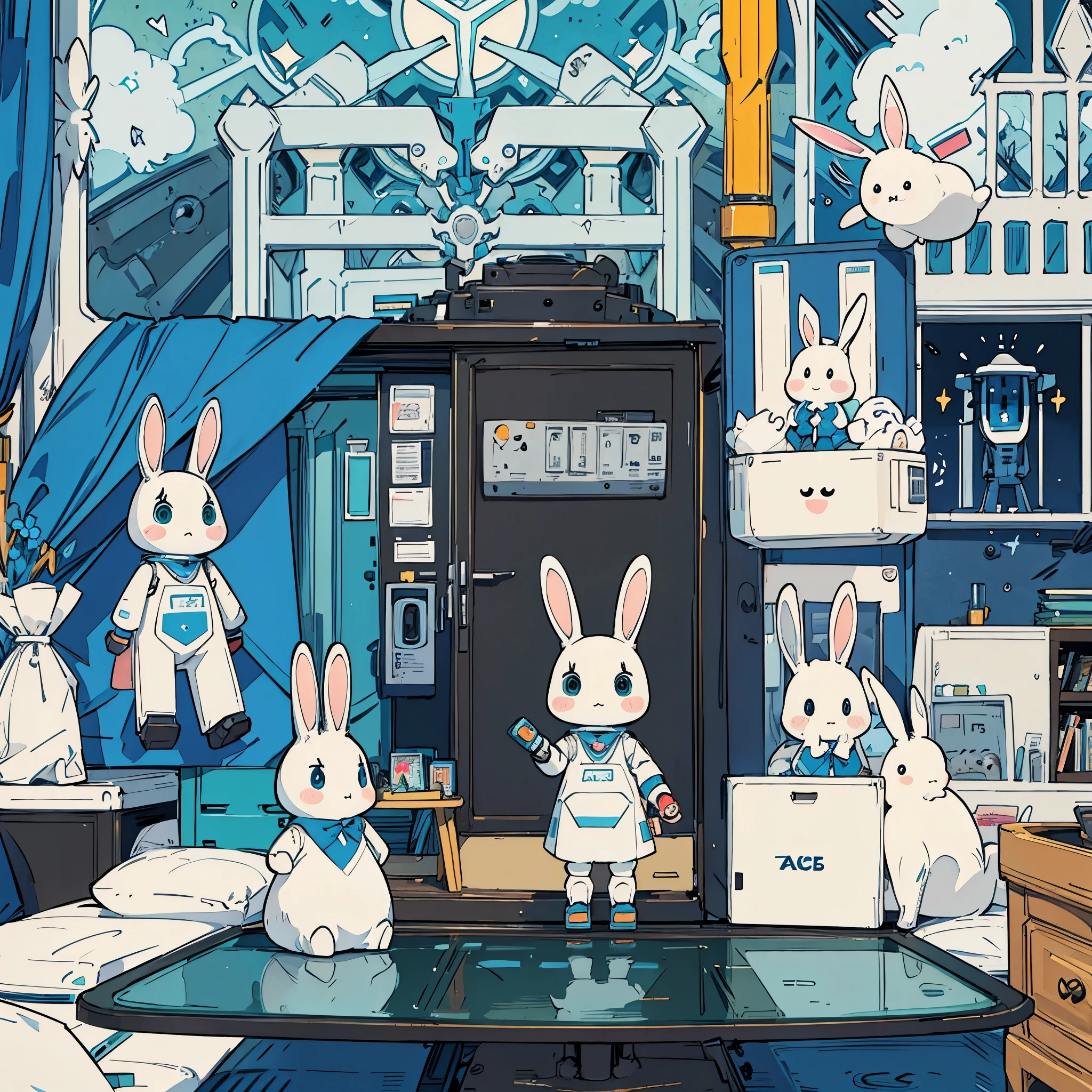 cute robot
The stuffed rabbits are made. A 's room with a lot of things.
