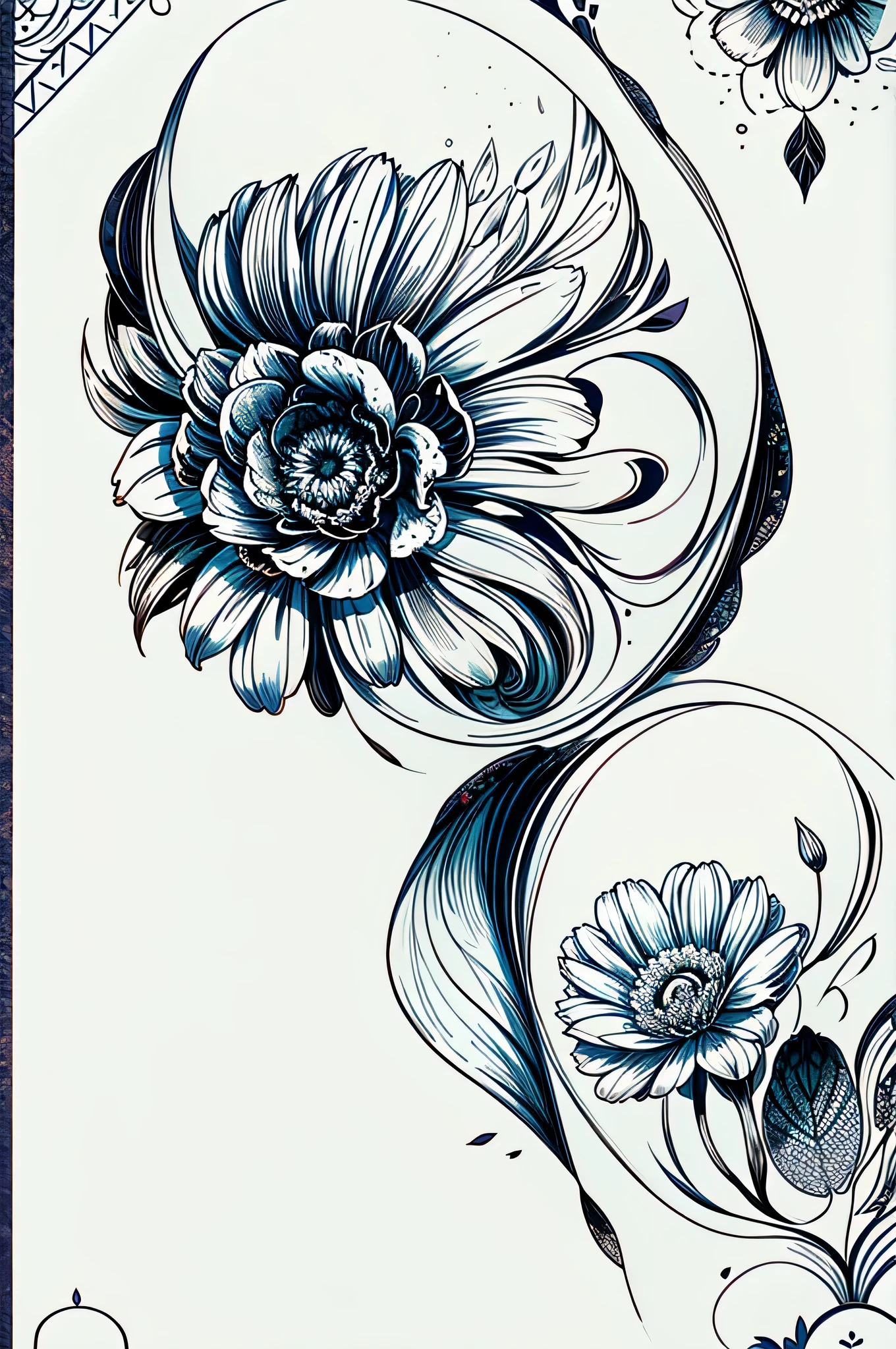 no human, graphic design , pattern design, the contains flower, classic western Filigree
