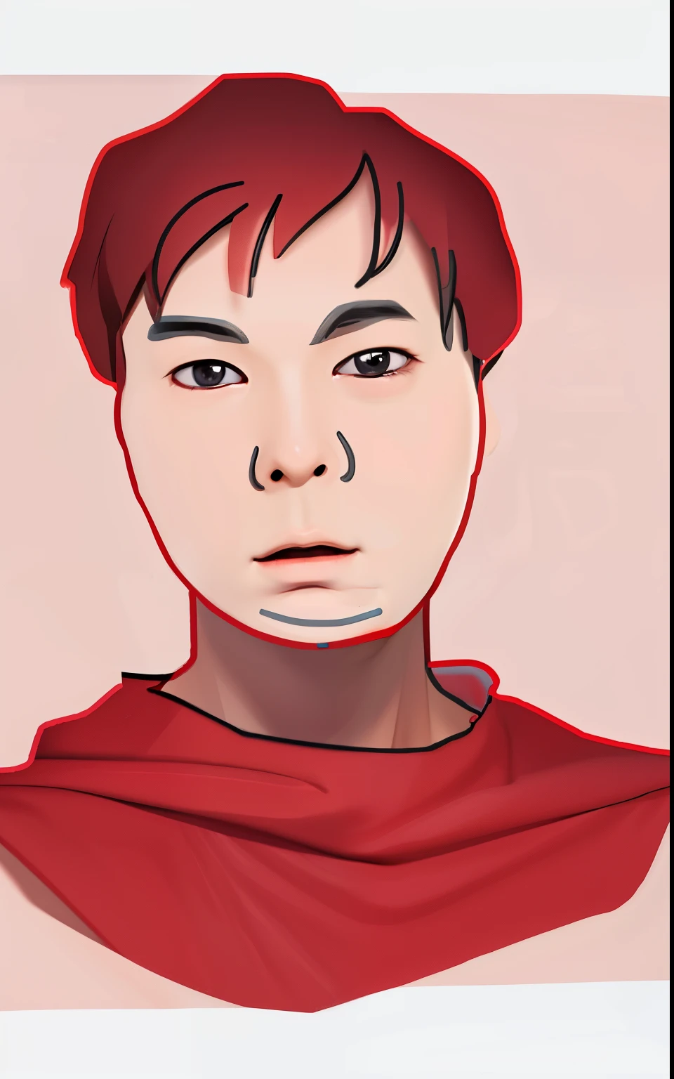 Drawing of man with tie around neck, Have a self-portrait, Draw with single line, portrait of a crying ai artist, Portrait of a 5  boy, Faces are bright red yes, boy with neutral face, line art portrait, Light stubble with red shirt, thick line graph, line drawing, Thick vector line art