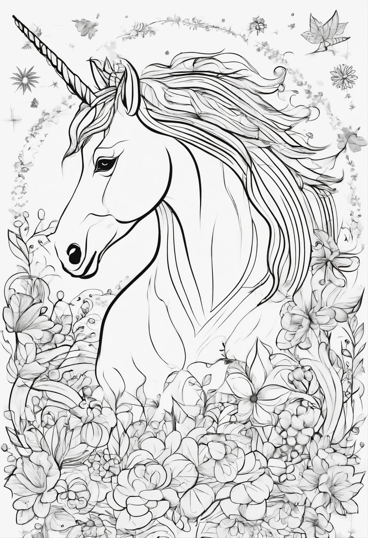 Colouring book unicorn