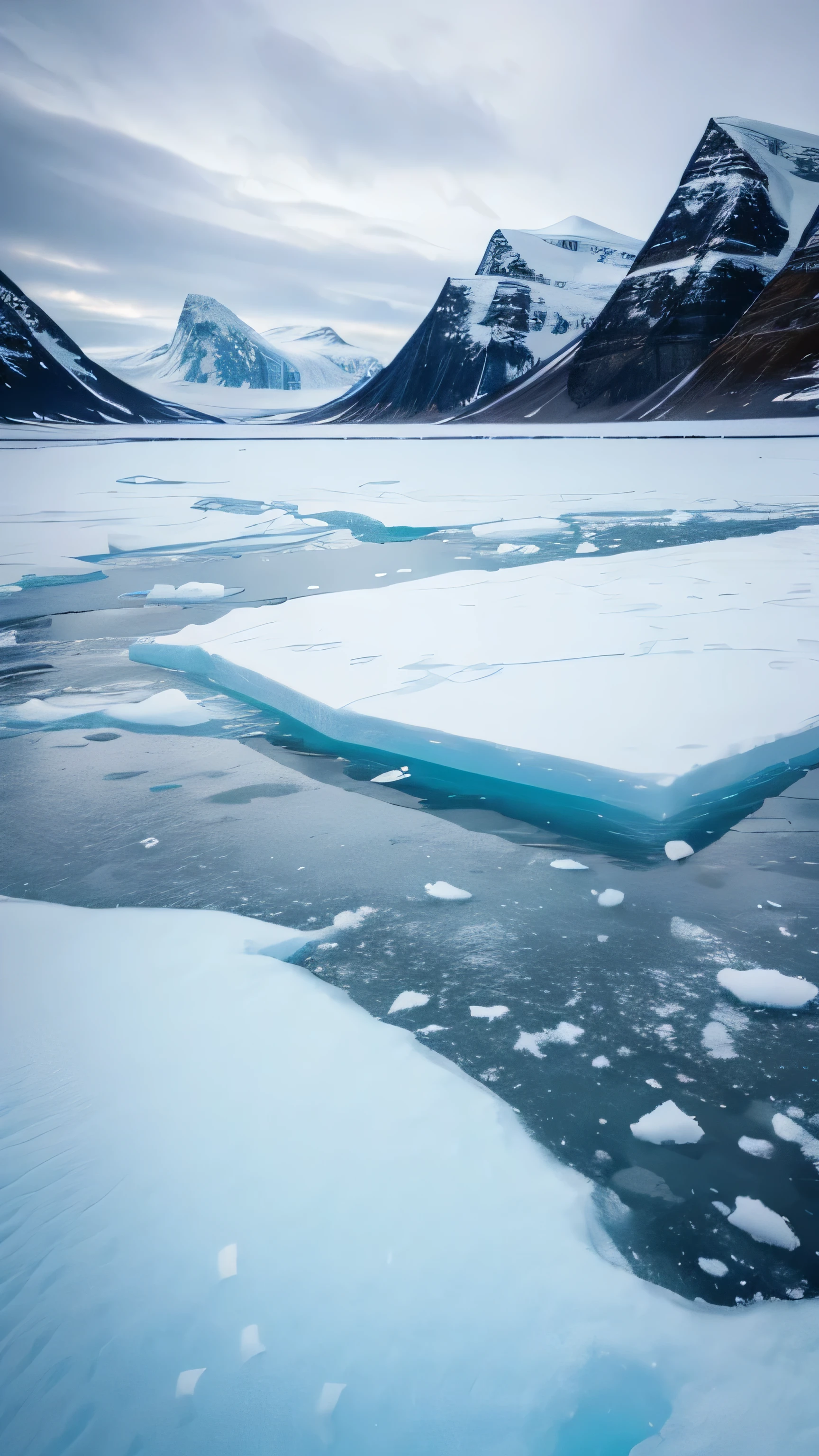 Snow-covered ice field in the Arctic Circle