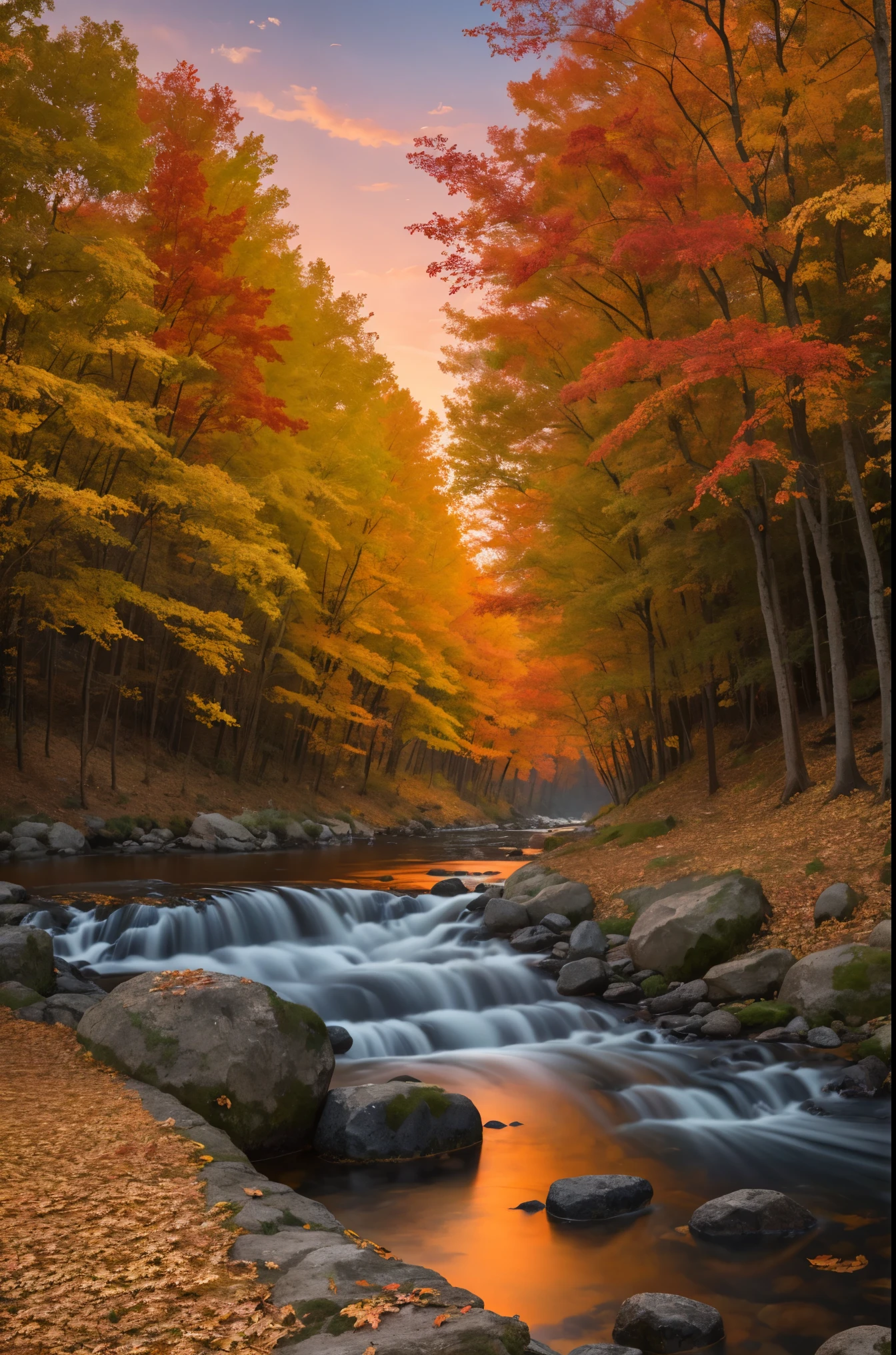 8K Fall,colorful leaves,dusk,Scenery,(ultra high resolution),(ultra high definition),masterpiece,top quality