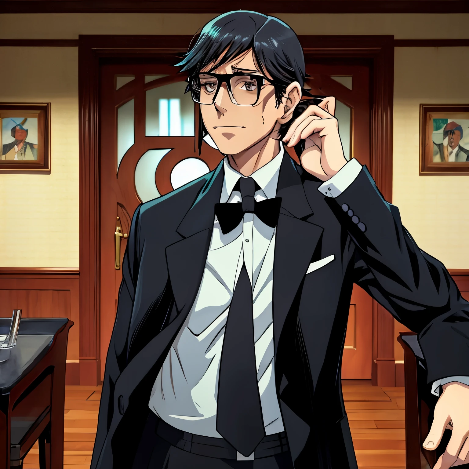 butler, mafia, Wear glasses, Anime