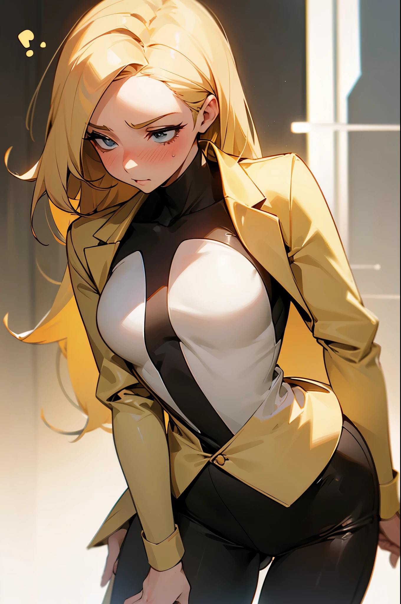 A curvy, blonde, female professor peeing on a cute, embarrassed, young, skinny, tiny, short, adorable, girl