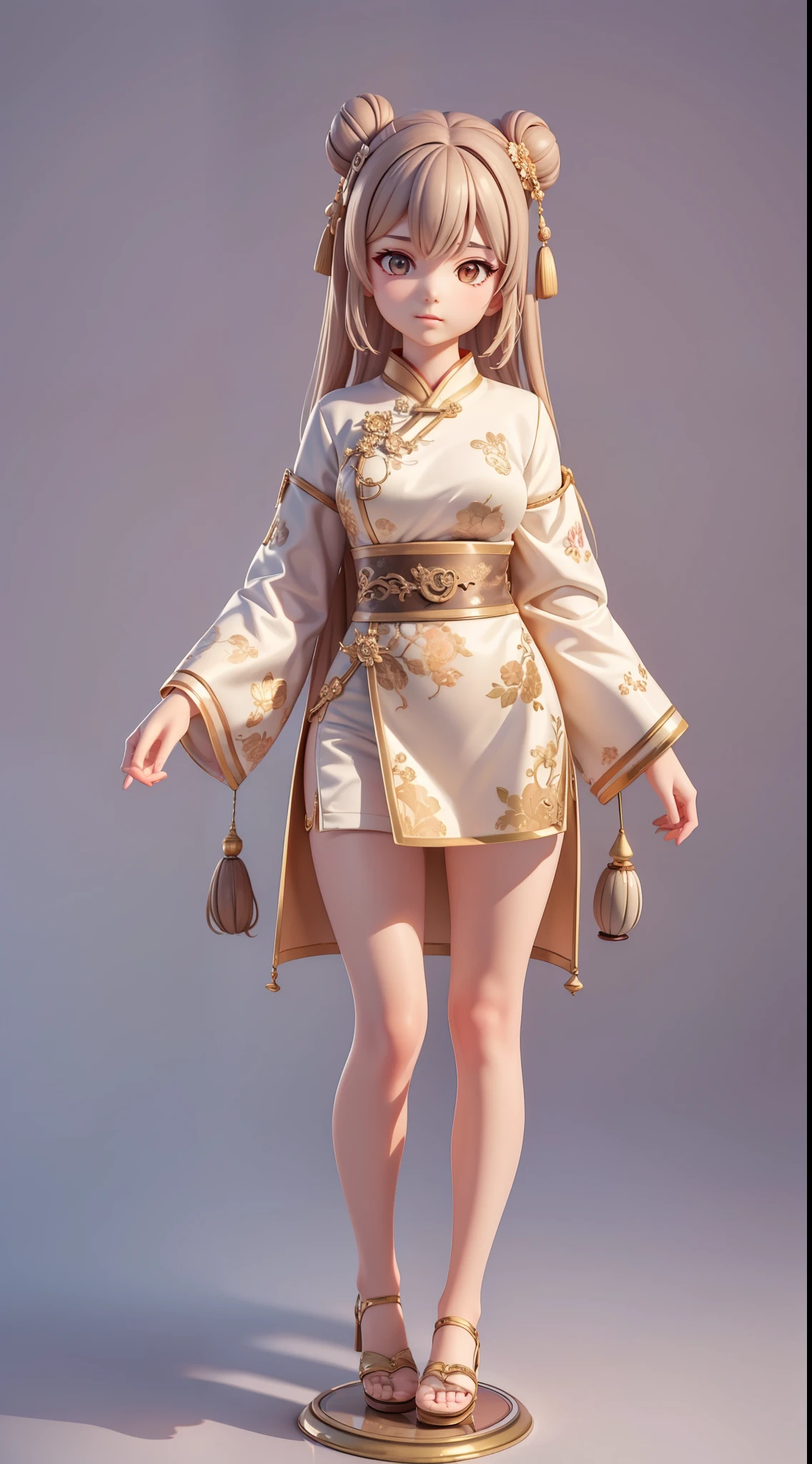 (masterpiece, best quality:1.2), 3d desenho animation,1 girl,alone,light brown hair, Chinese bun, Oriental antiques,Surrealism, Super details, precise, best quality, ultra high definition, masterpiece, anatomically correct, high resolution, 16k
