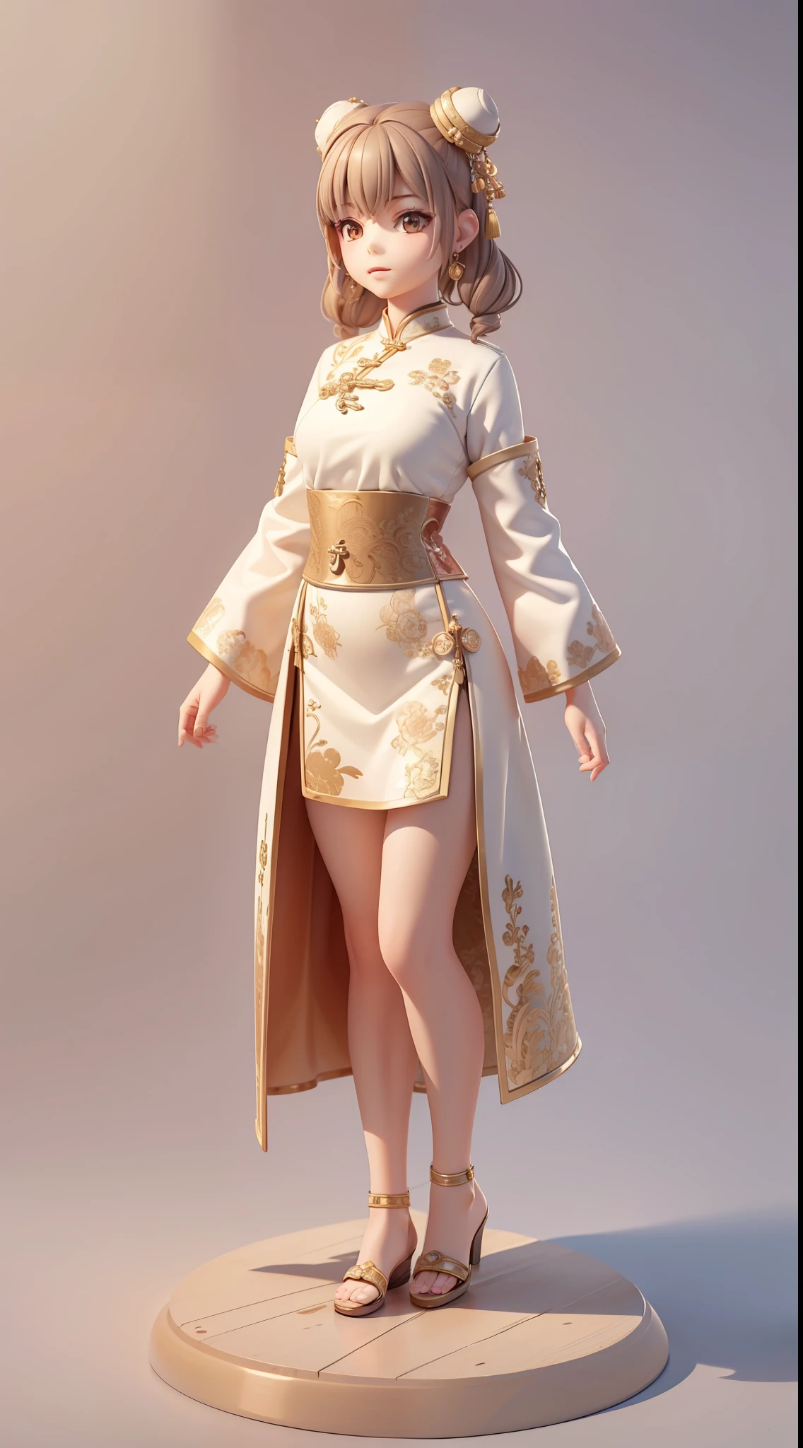 (masterpiece, best quality:1.2), 3d desenho animation,1 girl,alone,light brown hair, Chinese bun, Oriental antiques,Surrealism, Super details, precise, best quality, ultra high definition, masterpiece, anatomically correct, high resolution, 16k