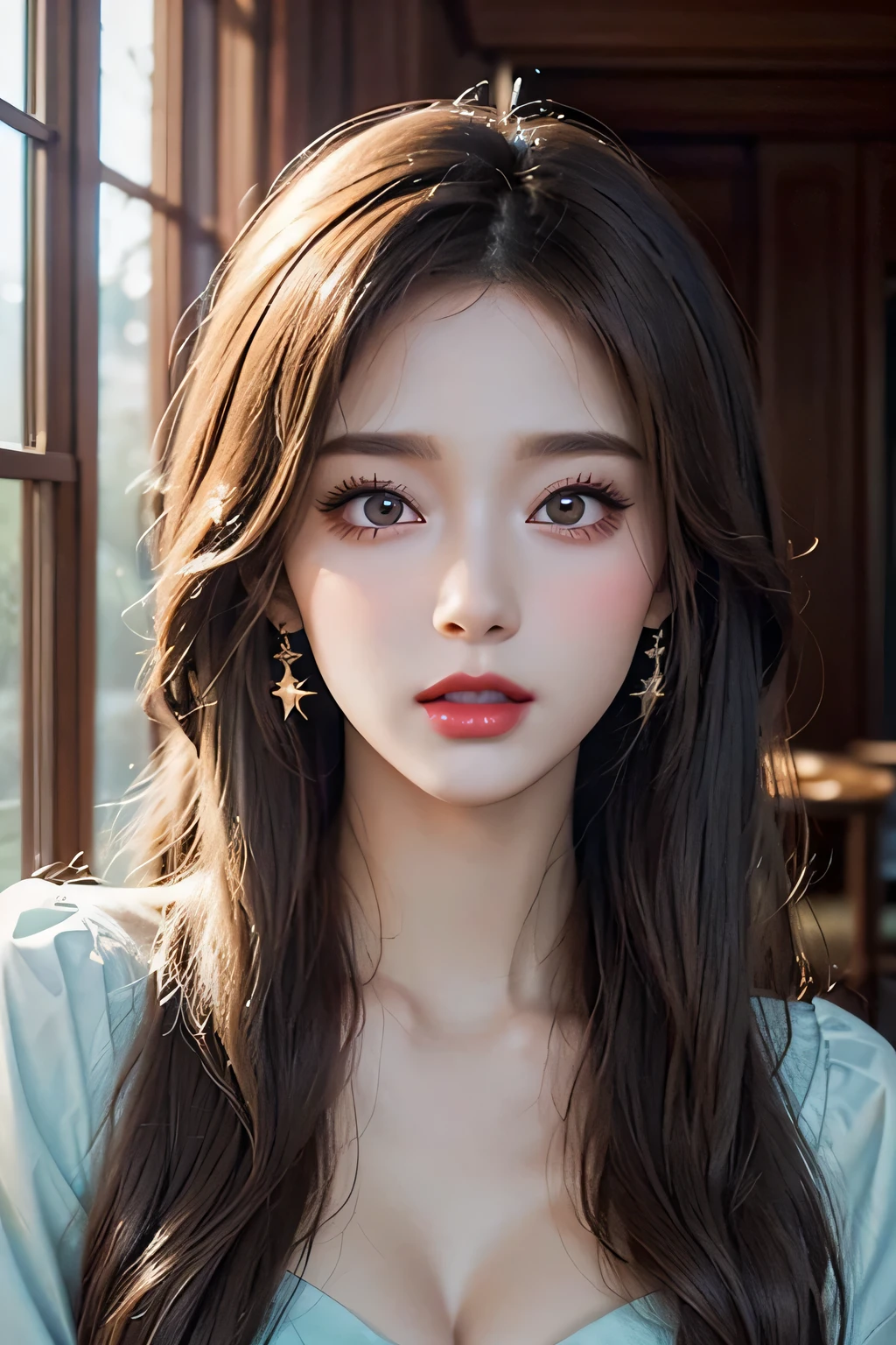 High-quality work,Realistic works,Super premium graphics,8K HD CG works,high quality graphics,High-definition and exquisite CG works,10x pixels,Ultra-fine details:1.1,Advanced technical details:1.1Realistic photo effects,Interior lighting effects:1.5,natural soft light:1.5. Light effect(Virtual light effects:1.8),超高分辨率,shining dress,sliver long hair,silber hair,transparenthair,high detailed hair(Quality hair details:1.1)Clear eyes,Double eyelids look good,Sharp eye makeup, Create exquisite eyelash makeup, tthin eyebrows, Ultra-detailed eyes,a tall nose, lovely red lips, rosey cheeks, With delicate makeup on her face , pretty face, The face shape is perfectly proportioned,(Advanced facial details:1.1) (fluorescent colors:1.4),(translucent:1.4),(retro filters:1.4), (fantasy:1.4), candy world Disney land ethereal soft fluffy soft landscape forest snowavatar Pastel pink sky green blue sparkle ethereal light pastel whimsical light rainbow stars diamonds sparkle gemstone background hyper realistic Ultra quality cinematic lighting immense detail Full hd painting Well lit, ,Women's artwork,Dress full body video,真实感,Amazing Cleavage,My eyes are very bright today