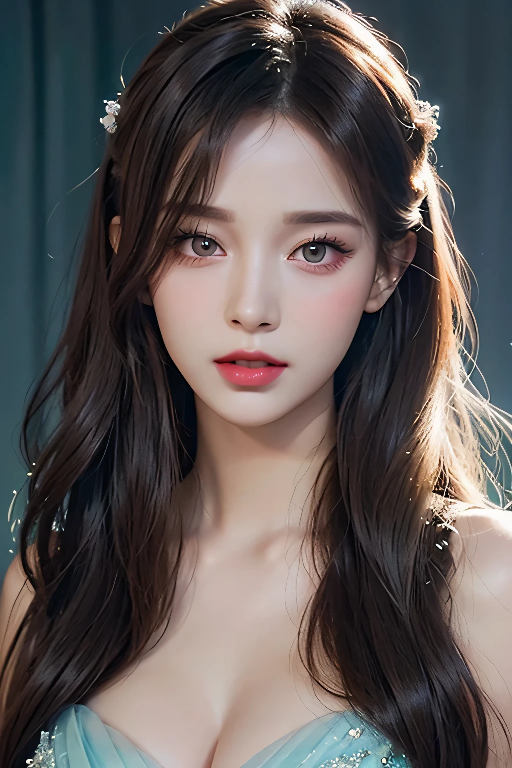 High-quality work，Realistic works，Super premium graphics，8K HD CG works，high quality graphics，High-definition and exquisite CG works，10x pixels，Ultra-fine details：1.1，Advanced technical details：1.1Realistic photo effects，Interior lighting effects：1.5，natural soft light：1.5. Light effect（Virtual light effects：1.8），超高分辨率，shining dress，sliver long hair，silber hair，transparenthair，high detailed hair（Quality hair details：1.1）Clear  eyes，Double eyelids look good，Sharp eye makeup, Create exquisite eyelash makeup, tthin eyebrows, Ultra-detailed eyes，a tall nose, lovely red lips, rosey cheeks, With delicate makeup on her face , pretty  face, The face shape is perfectly proportioned,（Advanced facial details：1.1）     (fluorescent colors:1.4),(translucent:1.4),(retro filters:1.4), (fantasy:1.4), candy world Disney land ethereal soft fluffy soft landscape forest snowavatar Pastel pink sky green blue sparkle ethereal light pastel whimsical light rainbow stars diamonds sparkle gemstone background hyper realistic Ultra quality cinematic lighting immense detail Full hd painting Well lit,     ，Women's artwork，Dress full body video，真实感，Amazing Cleavage，My eyes are very bright today
