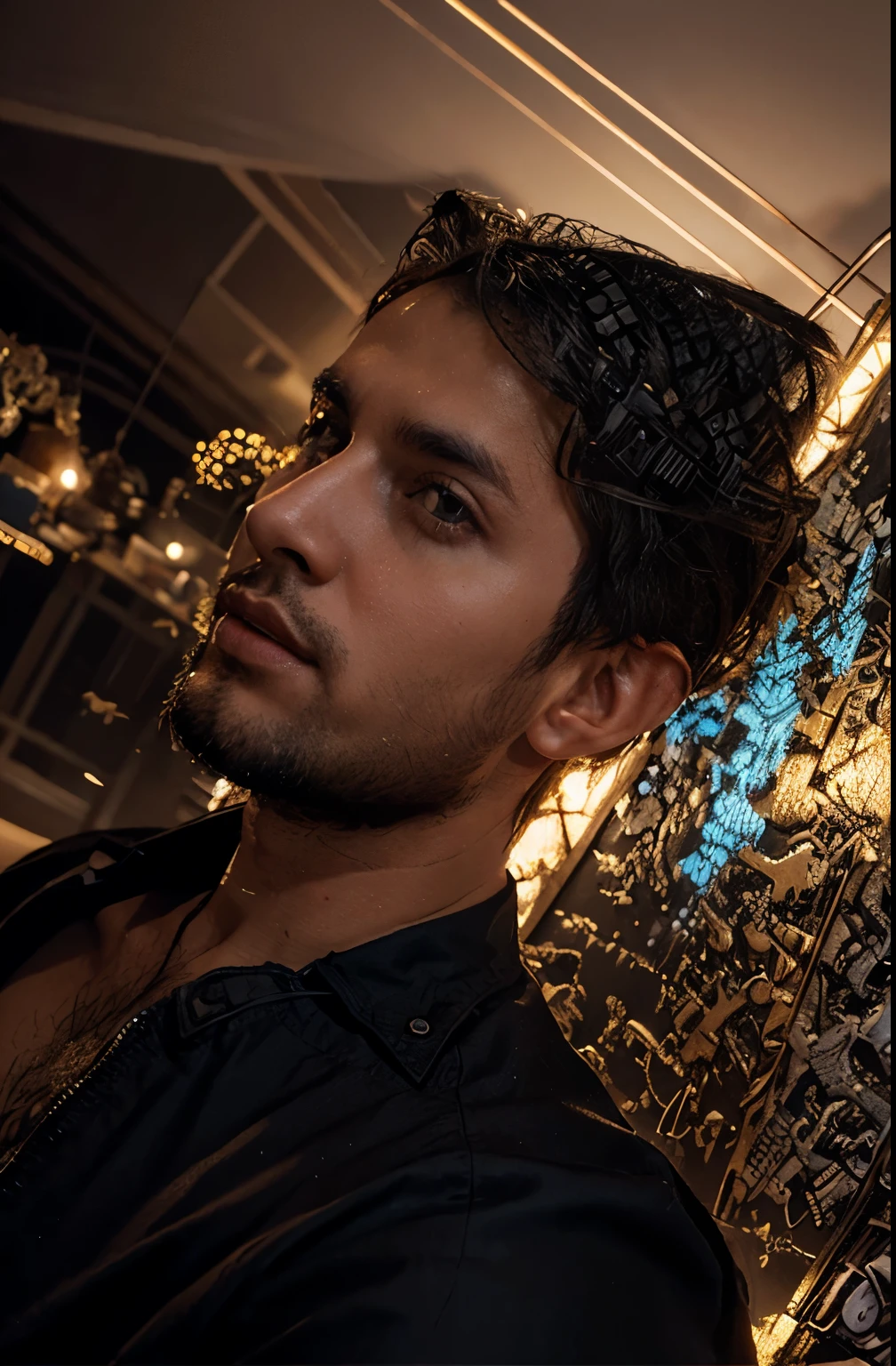 Change background cyberpunk handsome boy, realistic face, 8k, ultra realistic
