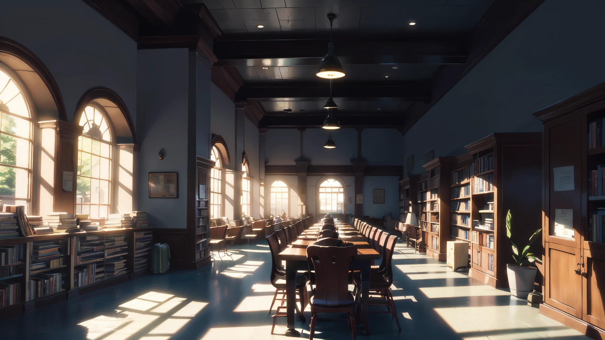 masterpiece, anime style, makoto shinkai style, anime background, 4k resolution, 4k resolution, there are many books on the shelves in the library, library, library books, school library, library interior, magnificent library, library background, shelves full of thick books