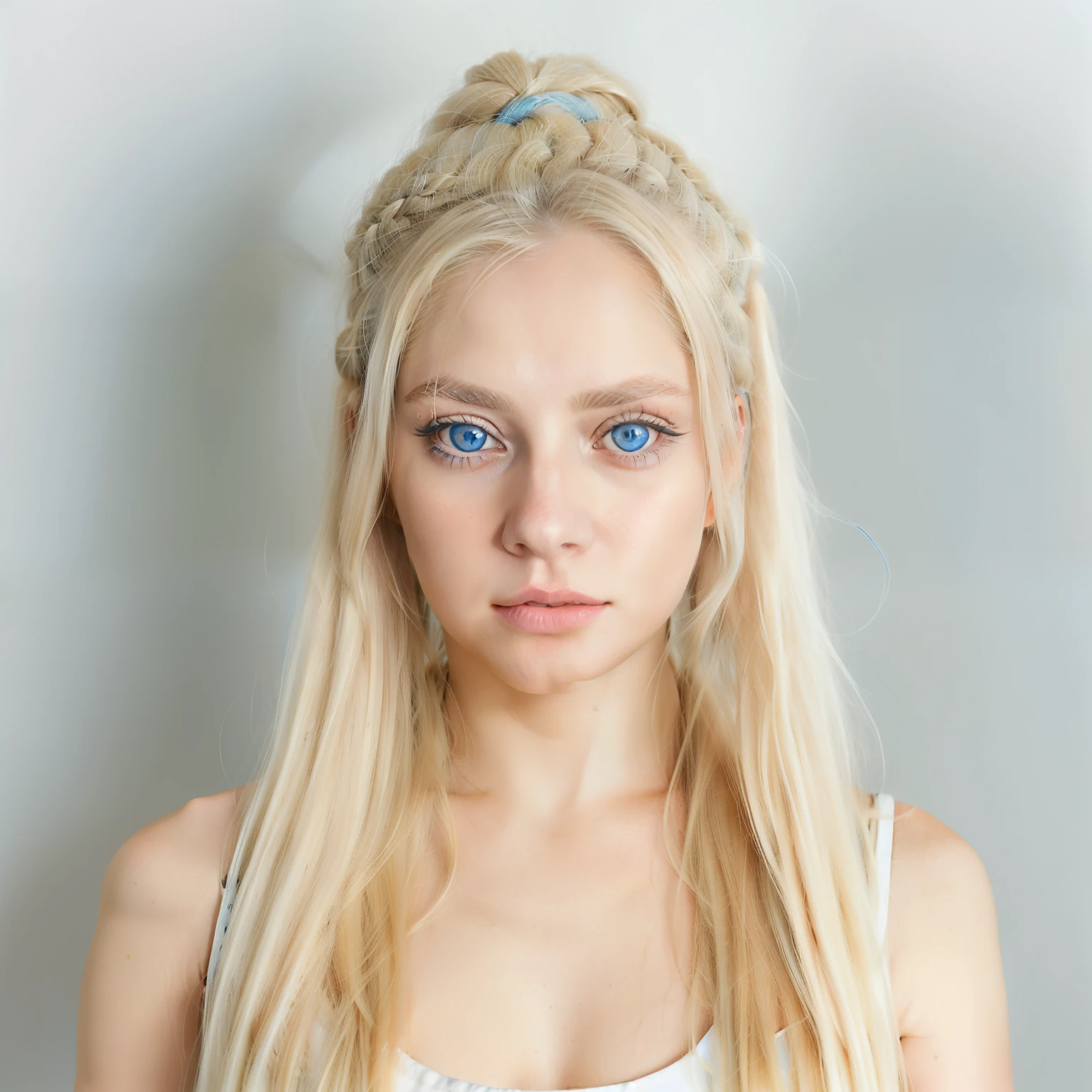 photorealistic, best quality, instagram model, (hyper detailed: 1.4), laying on the bed, ((long blonde hair:1.4)), blue eyes, Detailed eyes, wearing blue lingerie, attractive young woman, (Highly detailed face:1.4), exuding a natural glow, soft lightning, smile, view from the back, jaw-dropping beauty, sexy, seductive, vivid colors