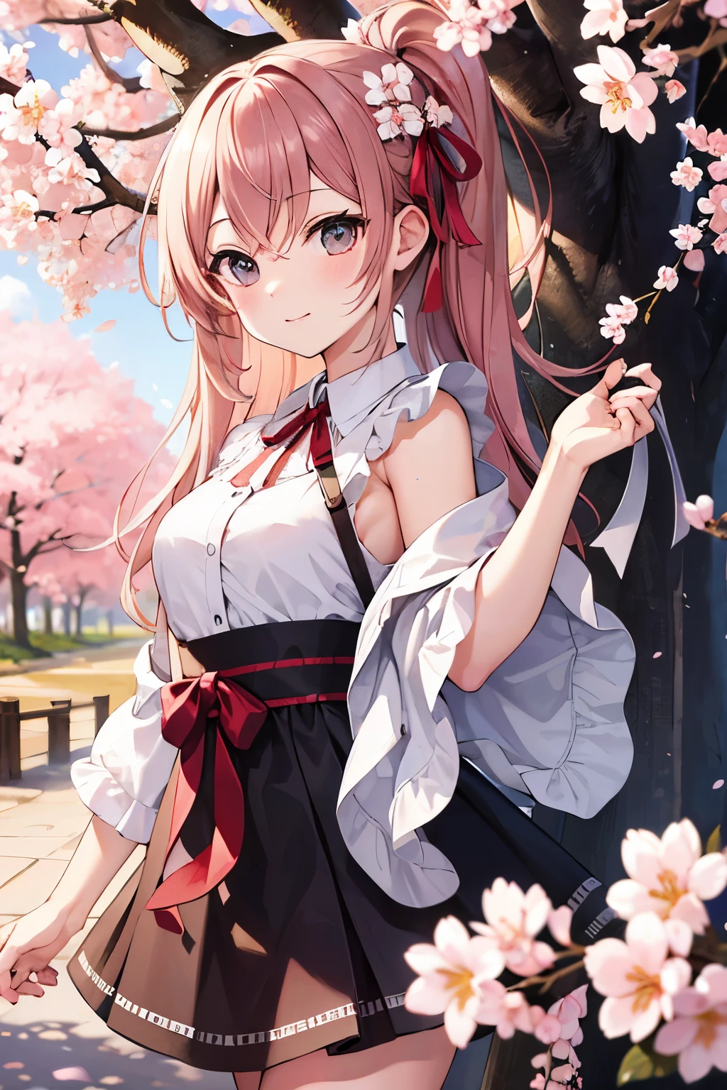 (masterpiece), highest quality, High resolution, very detailed, detailed background, perfect lighting, outdoor, 1 girl, cherry blossom in full bloom