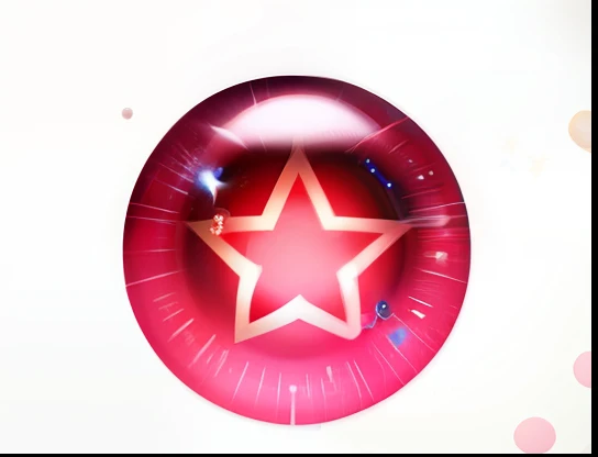 Close-up of a red button with stars, round pupil, Magic spell icon, pink angry bubble, [ bubble, ability image, 3D icons for mobile games, fantastic, one eye red, red glowing eye, magic star, pupil, Fantasy game spell symbols, A large red energy ball, stars twinkling, cute logo, character icon
