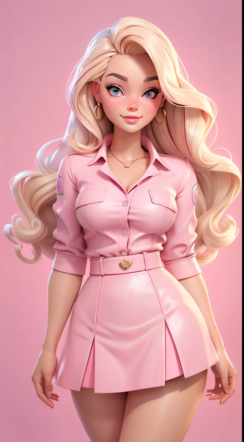 menina sexy corpo inteiro, vestido rosa pink, com brilho, blonde hair, olhar chamativo, Estilo dos desenhos animados dos anos 50, imagem vetorial, sem antecedentes, estilo clip-art