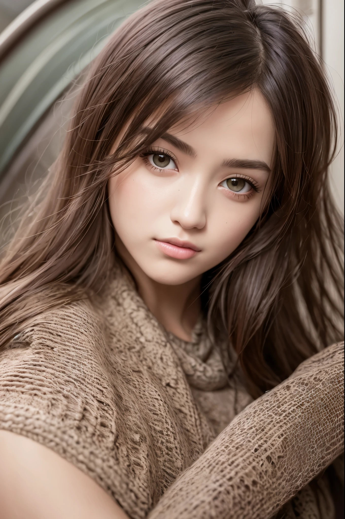 highest quality, masterpiece, (realistic:1.4), 1 girl, brown hair, ((dark brown eyes)), front, detailed face, beautiful eyes